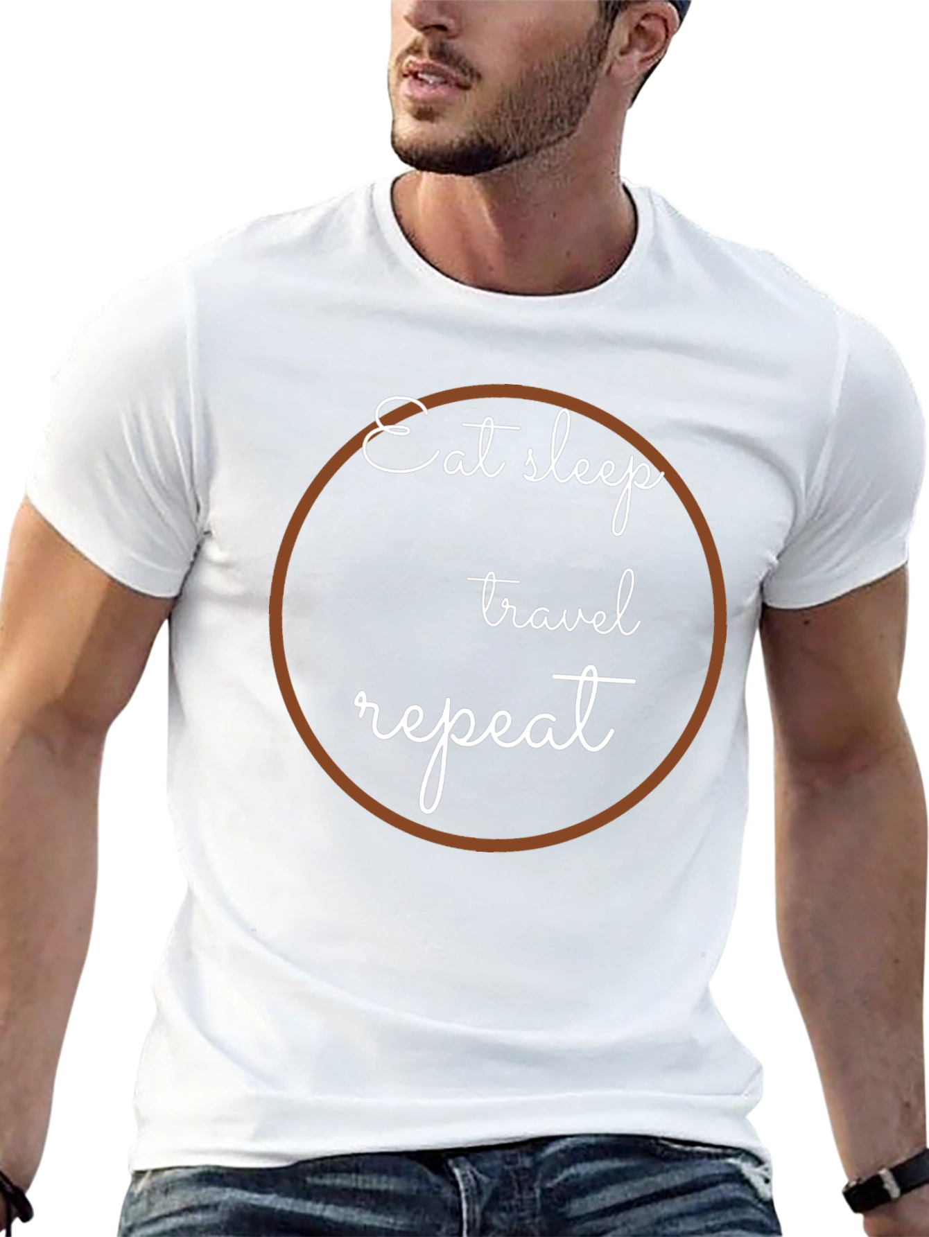 Eat Sleep Travel Repeat Graphic Tee - Black
