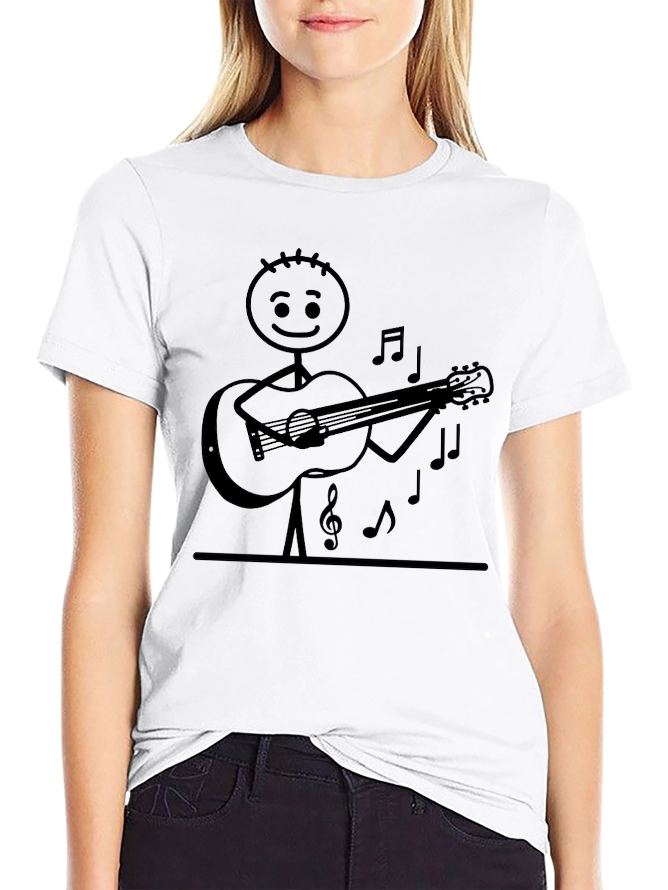 Stick Figure Guitarist Black T-Shirt