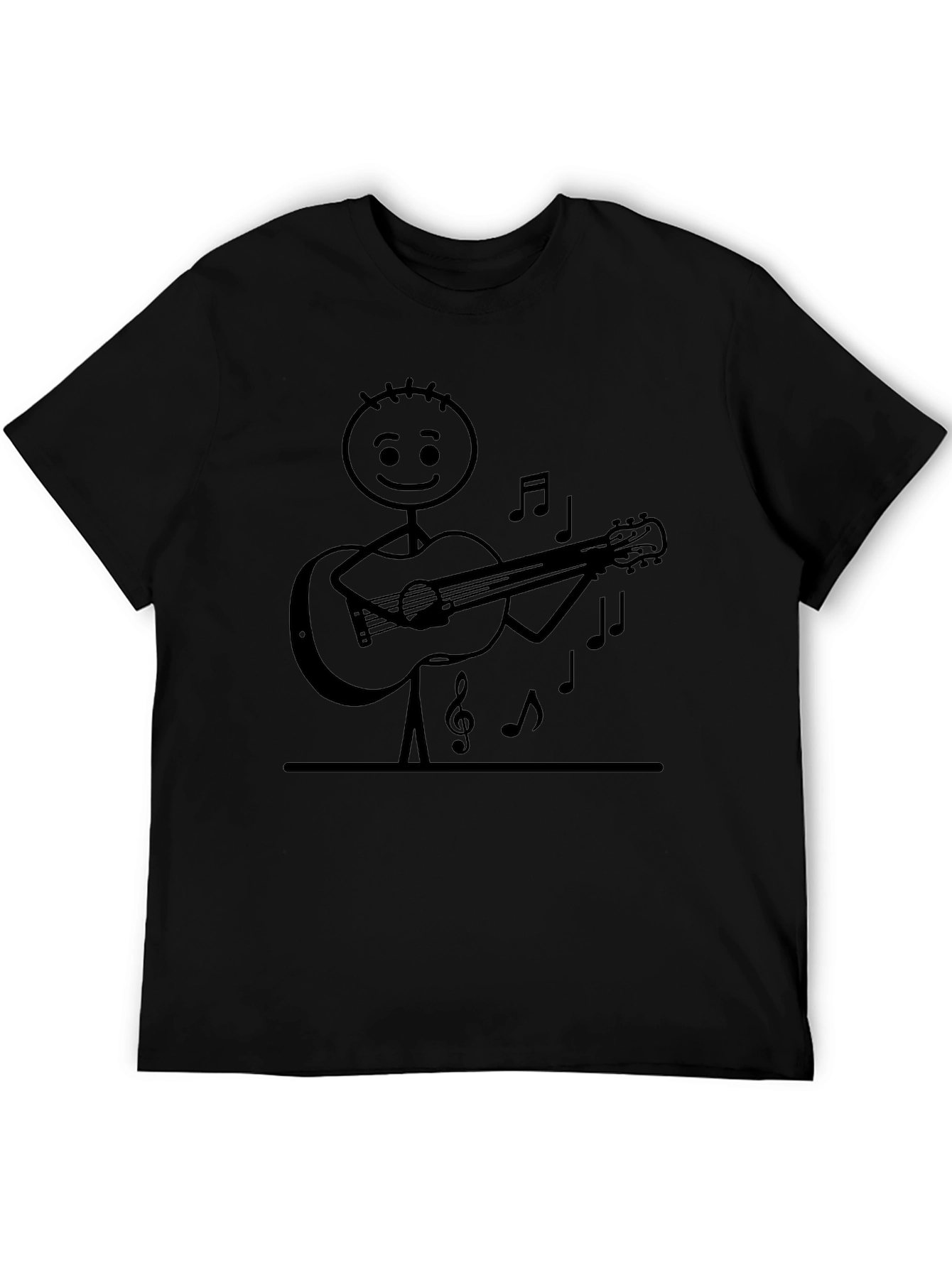 Stick Figure Guitarist Black T-Shirt