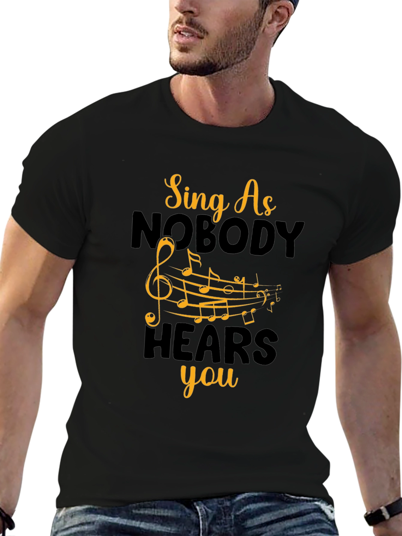 Sing As Nobody Hears You - Black Graphic T-Shirt