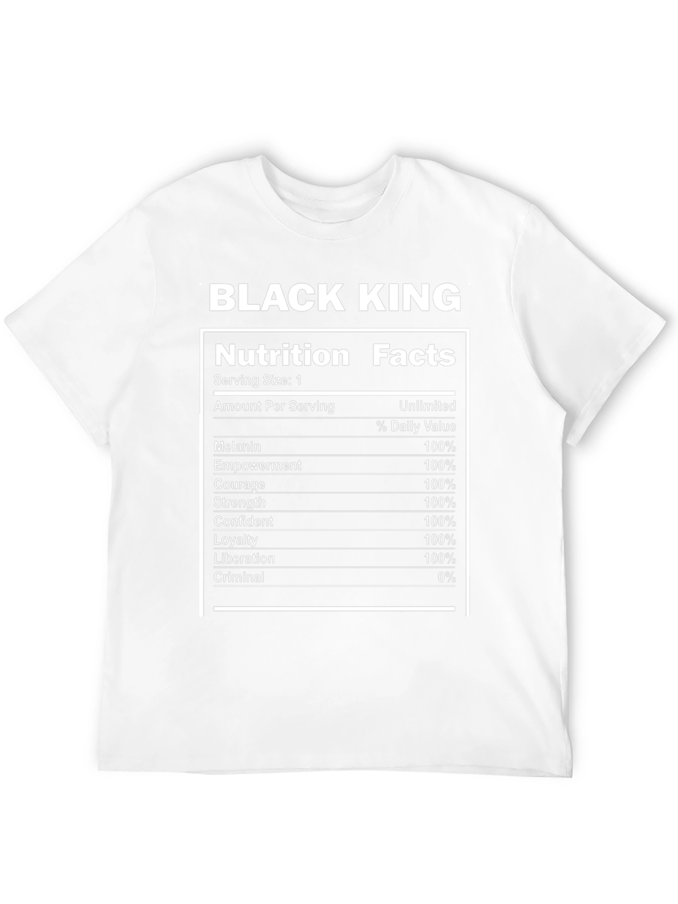 Black King Nutrition Facts T-Shirt