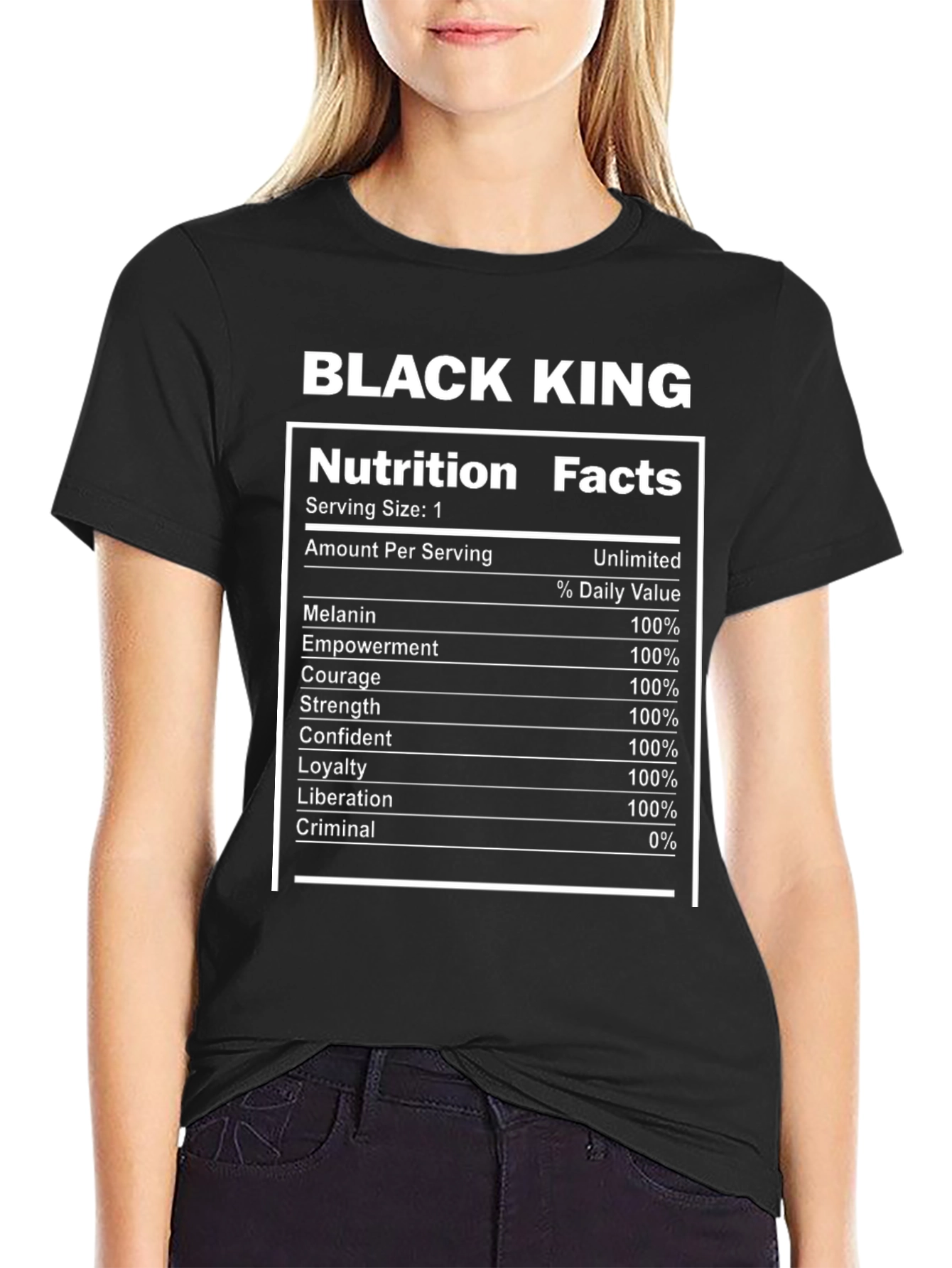 Black King Nutrition Facts T-Shirt