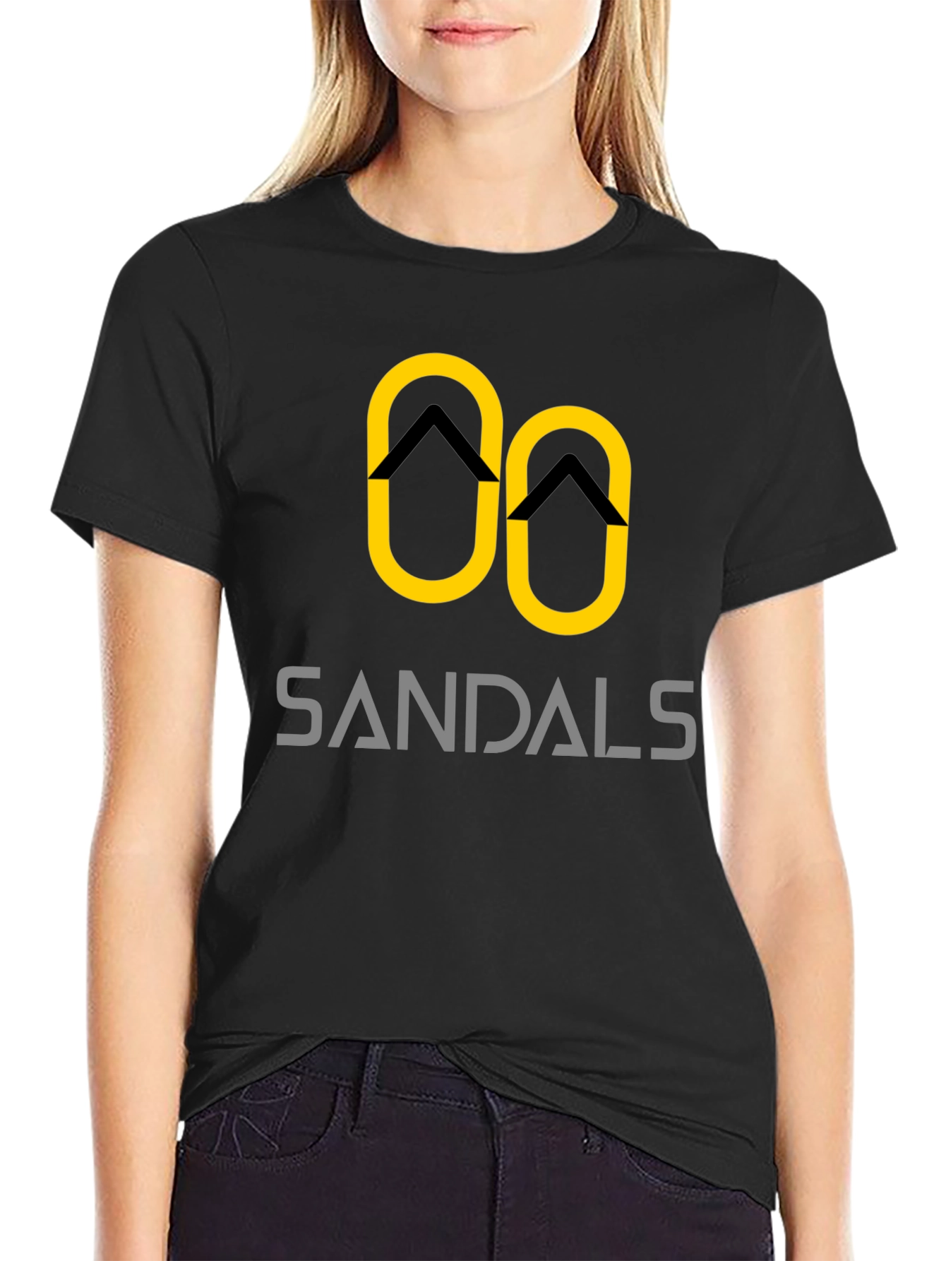Sandals Graphic Tee - Black Cotton T-Shirt