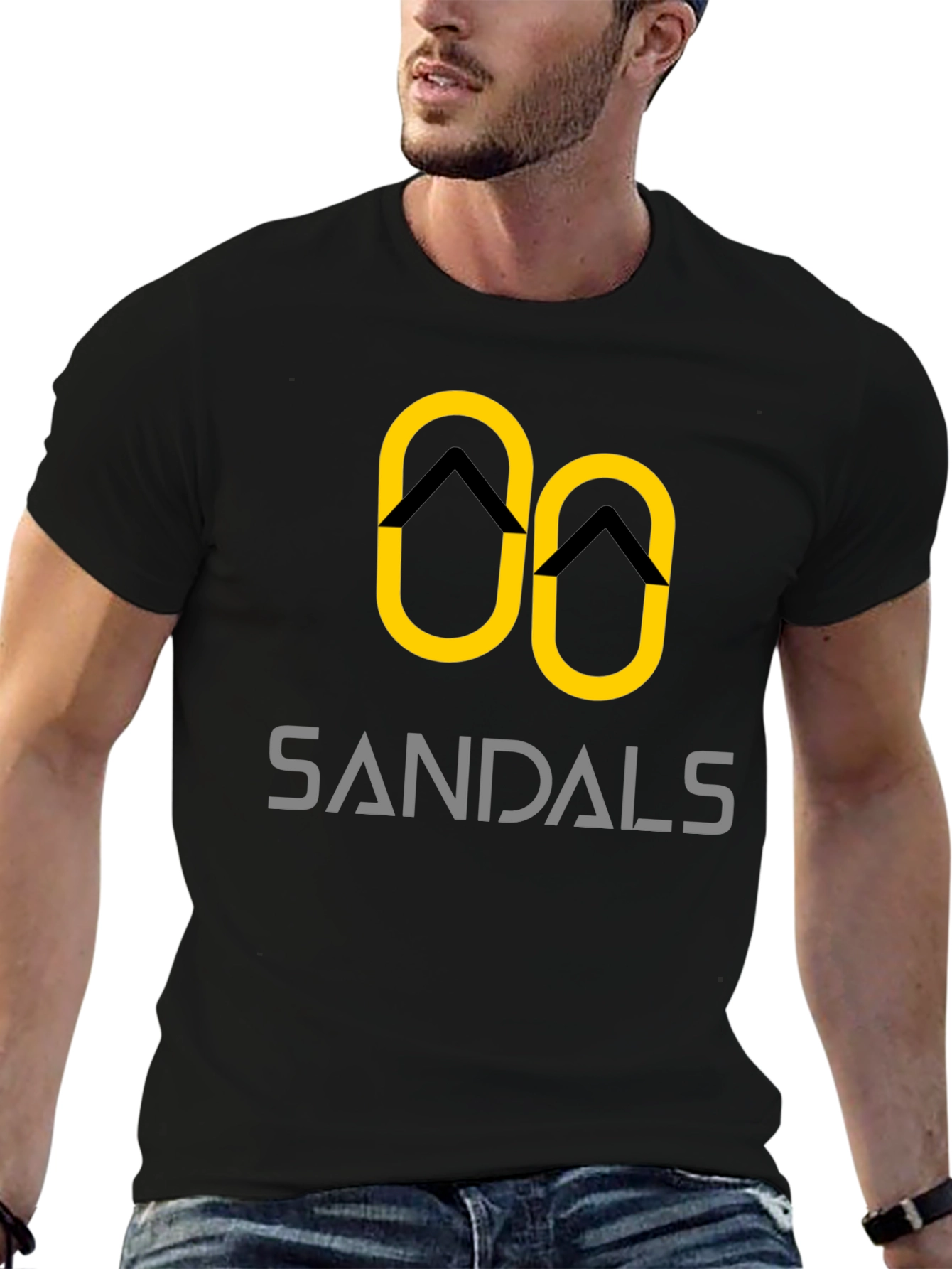 Sandals Graphic Tee - Black Cotton T-Shirt