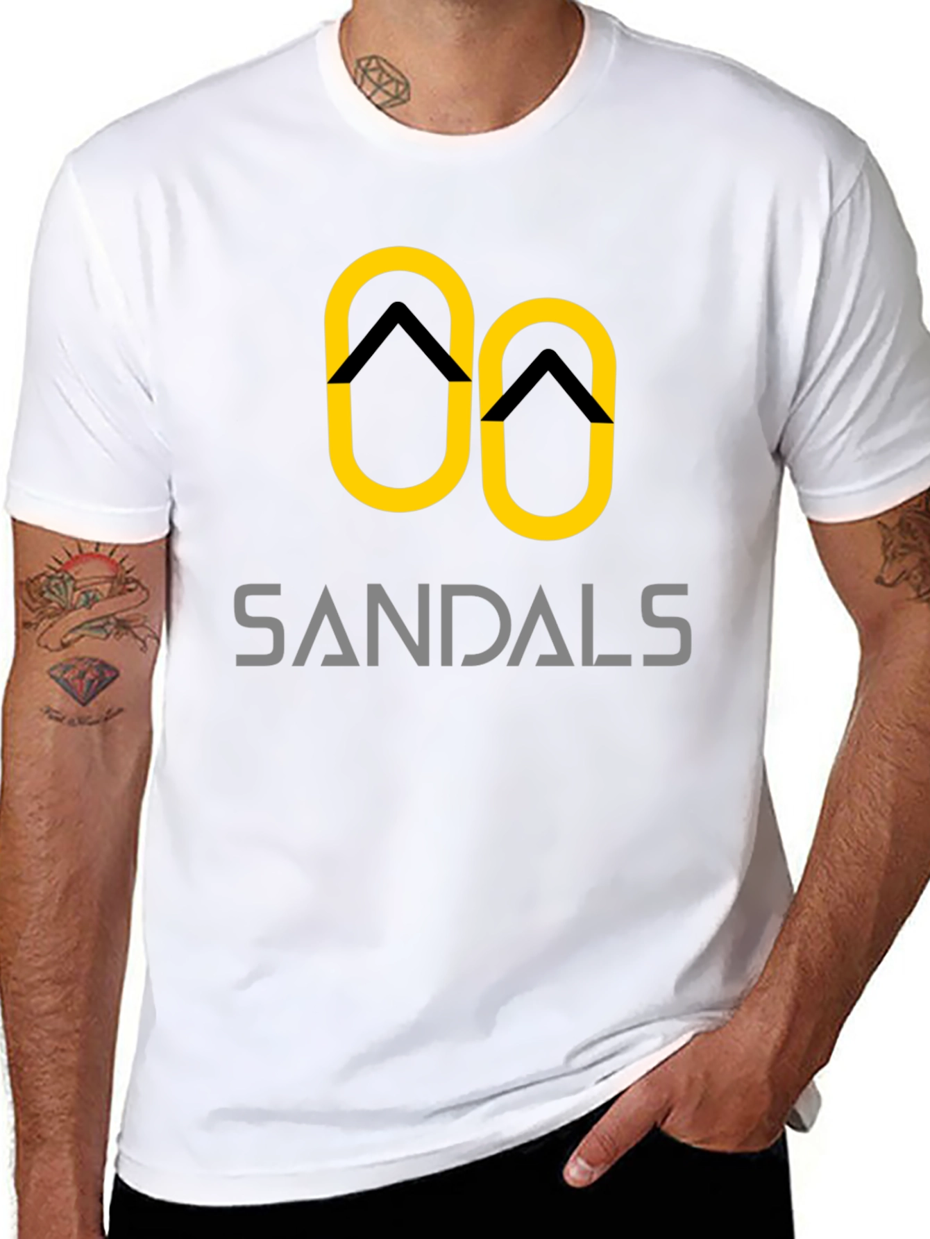 Sandals Graphic Tee - Black Cotton T-Shirt