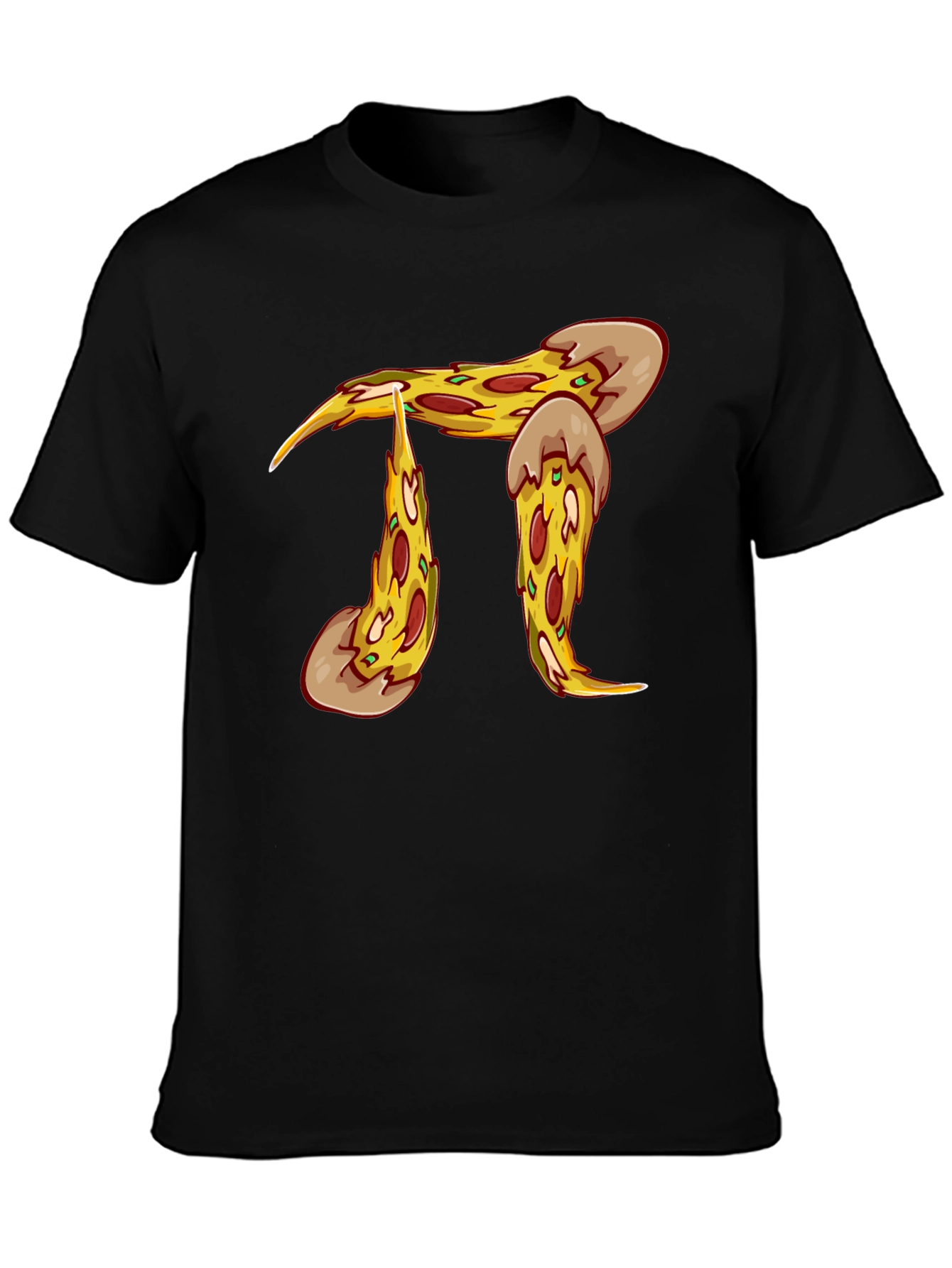 Pizza Pi Graphic T-Shirt - Black Cotton Blend