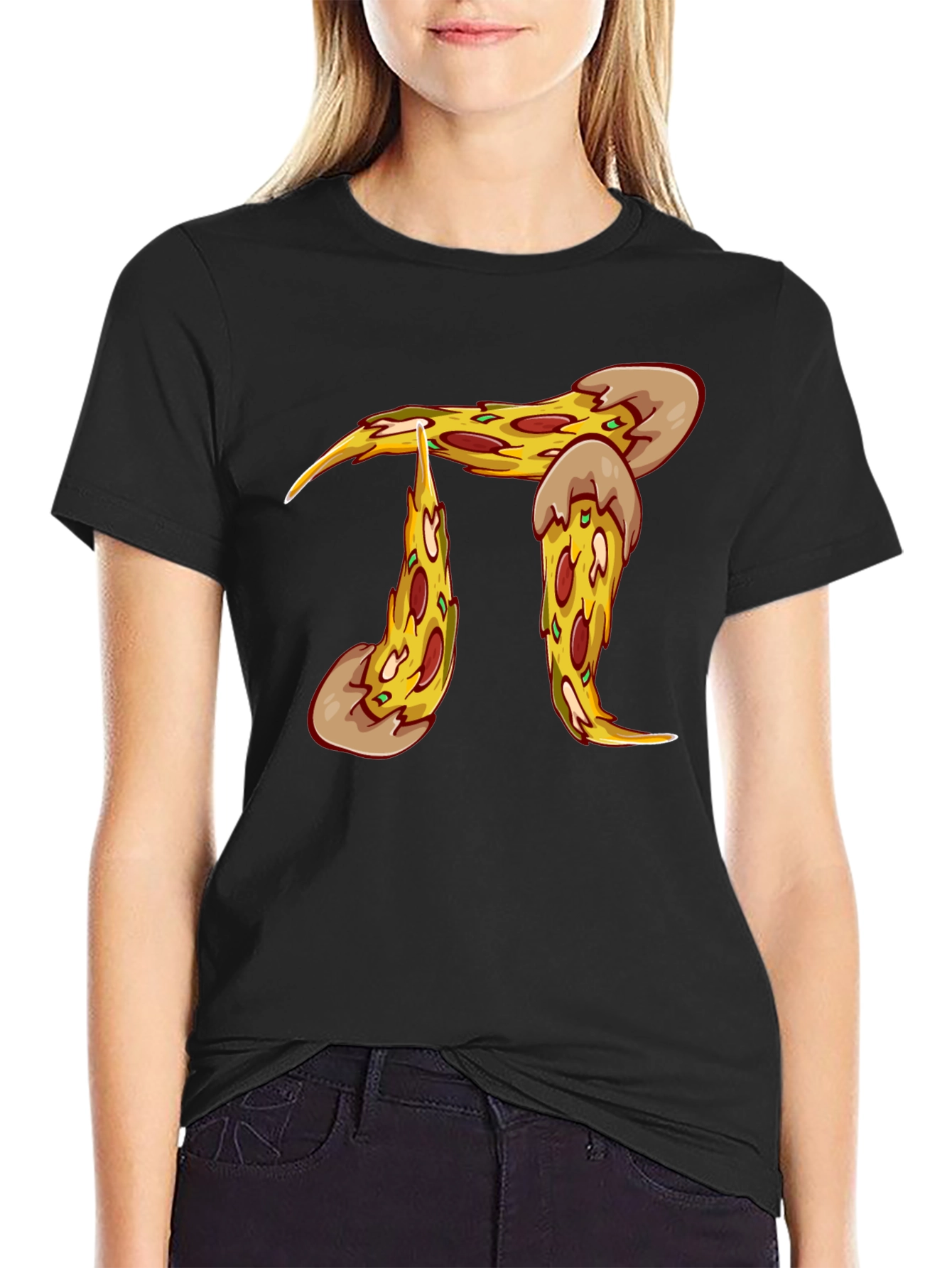 Pizza Pi Graphic T-Shirt - Black Cotton Blend