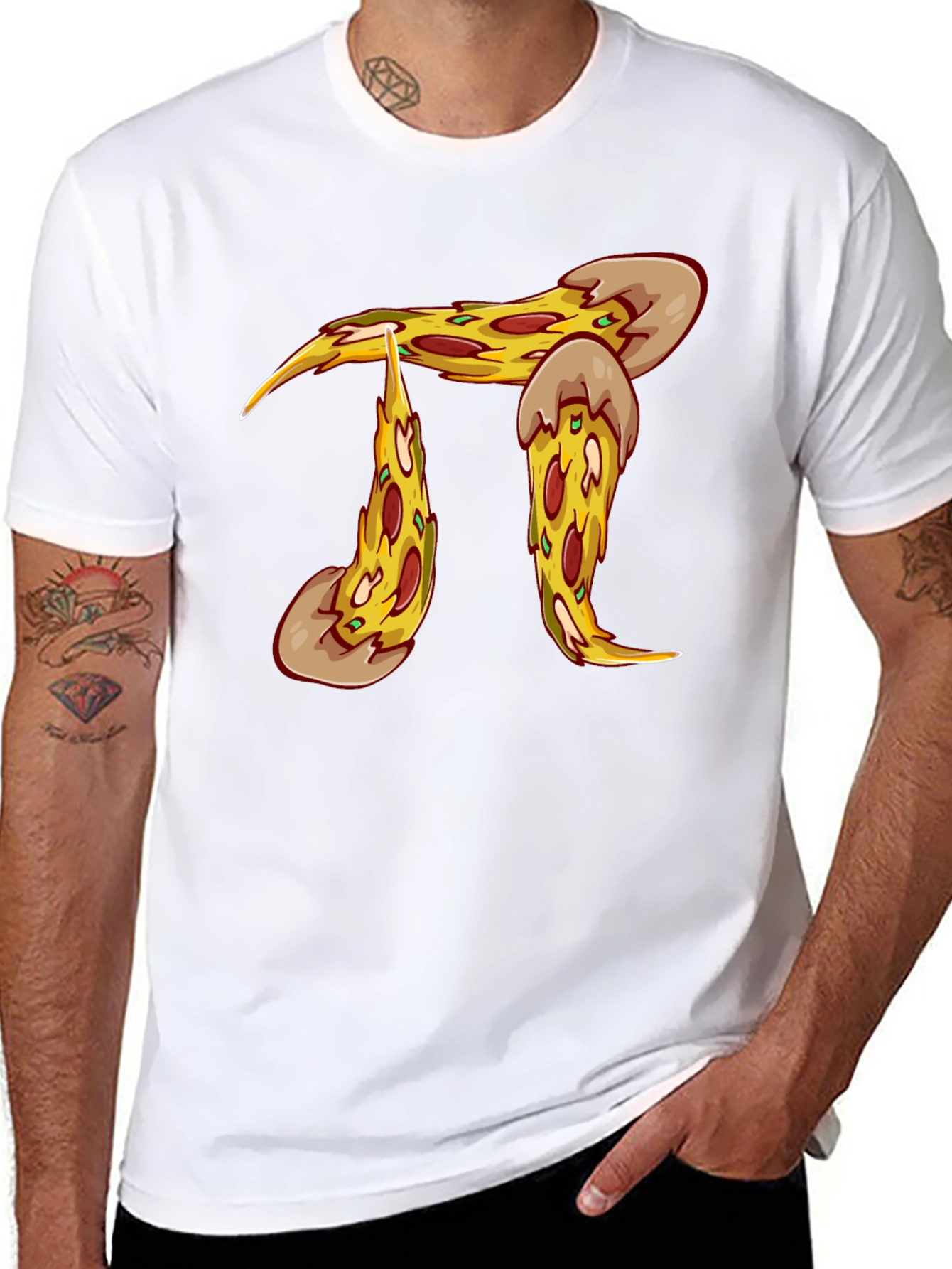 Pizza Pi Graphic T-Shirt - Black Cotton Blend
