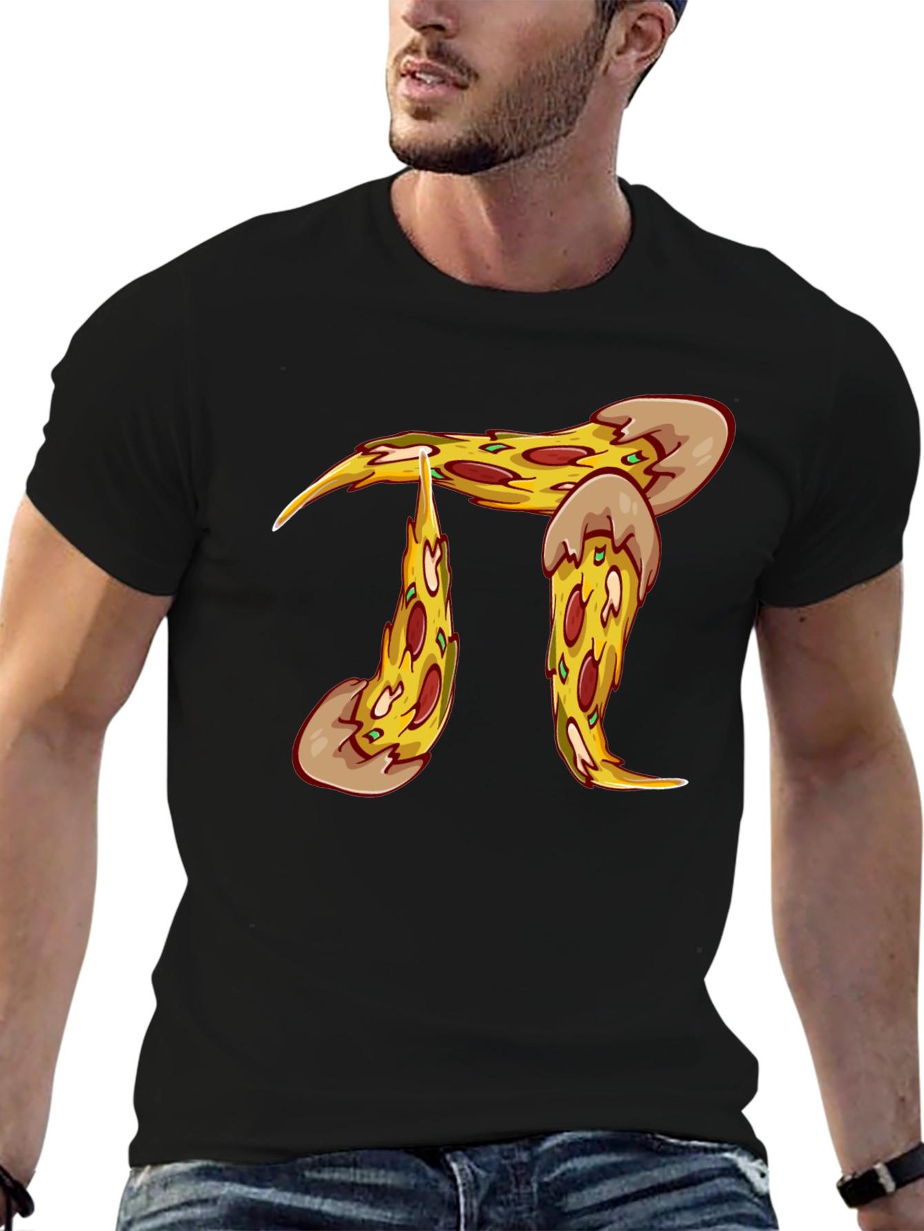 Pizza Pi Graphic T-Shirt - Black Cotton Blend