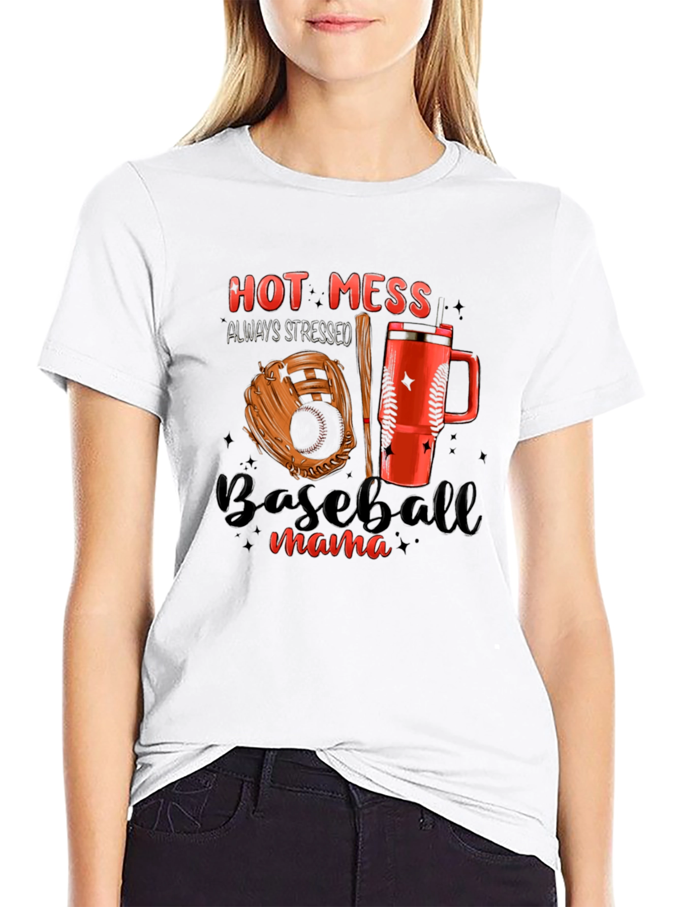 Hot Mess Baseball Mama T-Shirt