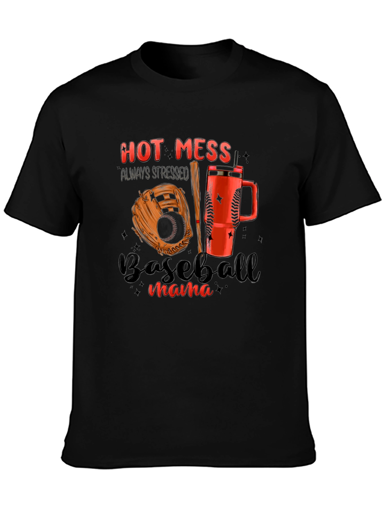 Hot Mess Baseball Mama T-Shirt