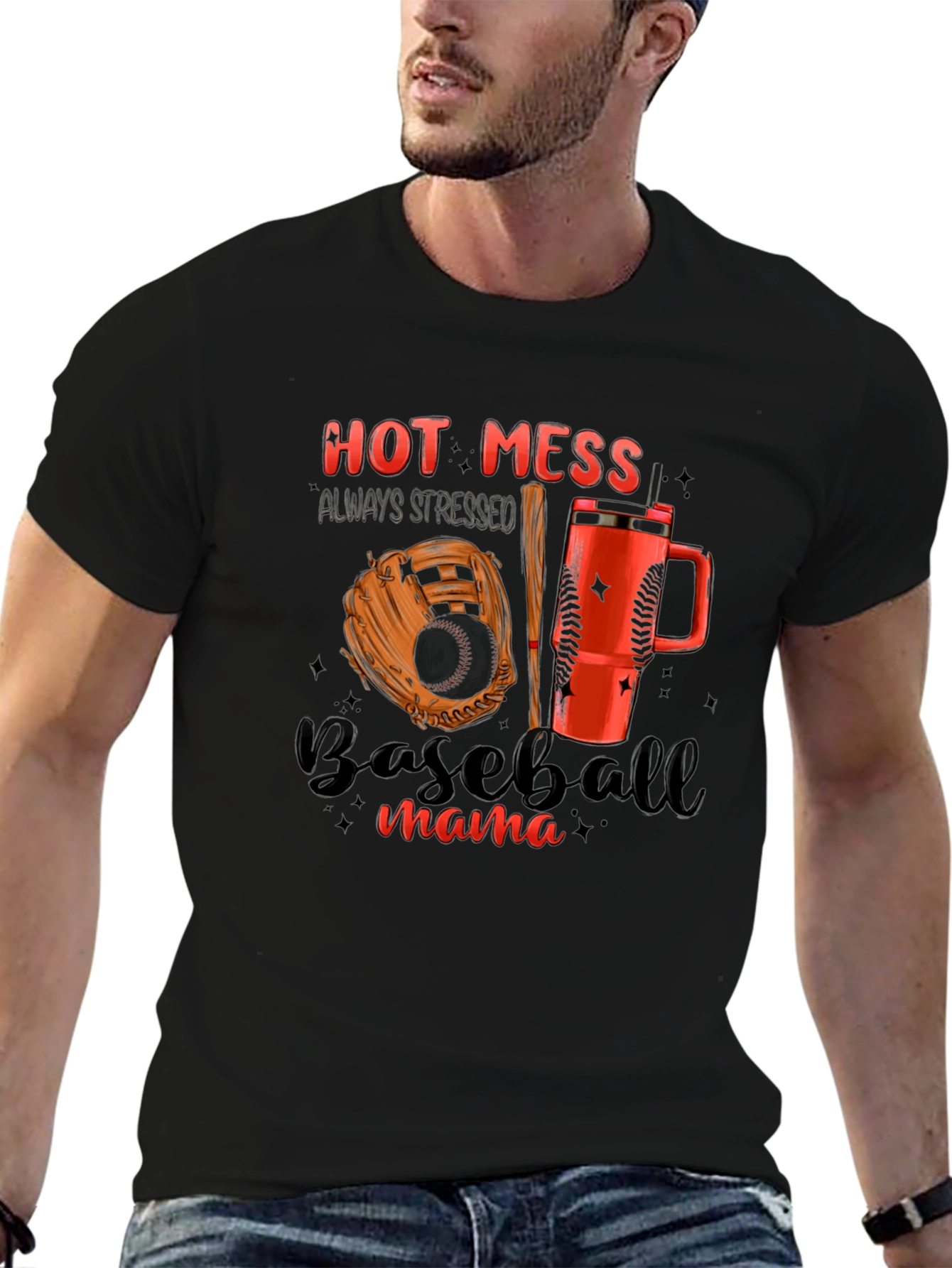 Hot Mess Baseball Mama T-Shirt
