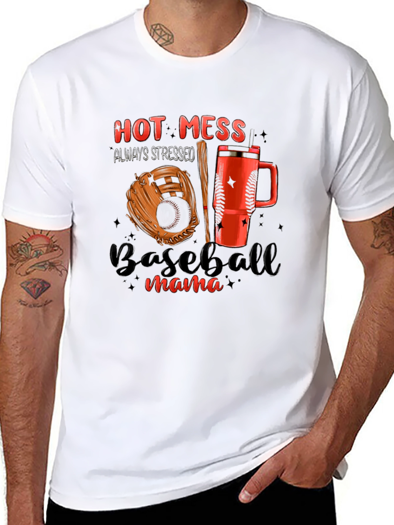Hot Mess Baseball Mama T-Shirt