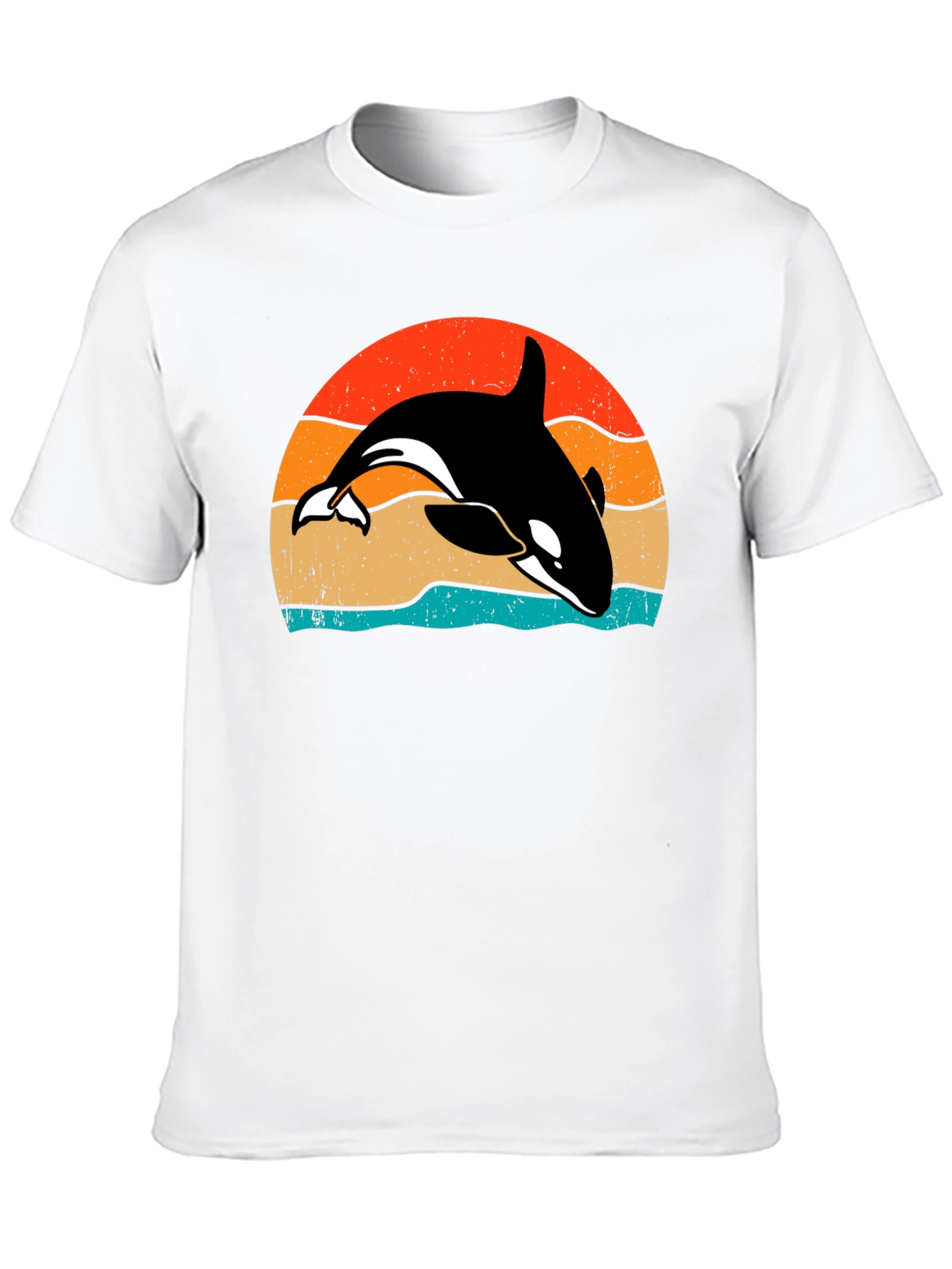 Retro Orca Sunset T-Shirt - Killer Whale Tee