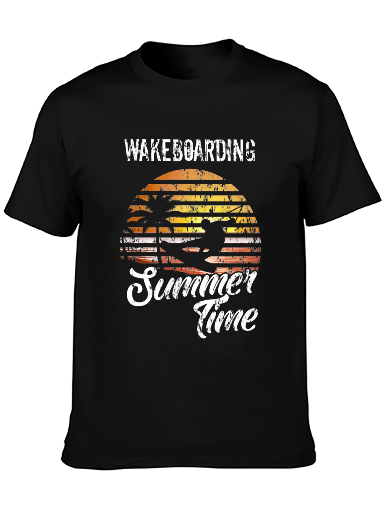 Wakeboarding Summer Time Black Graphic Tee