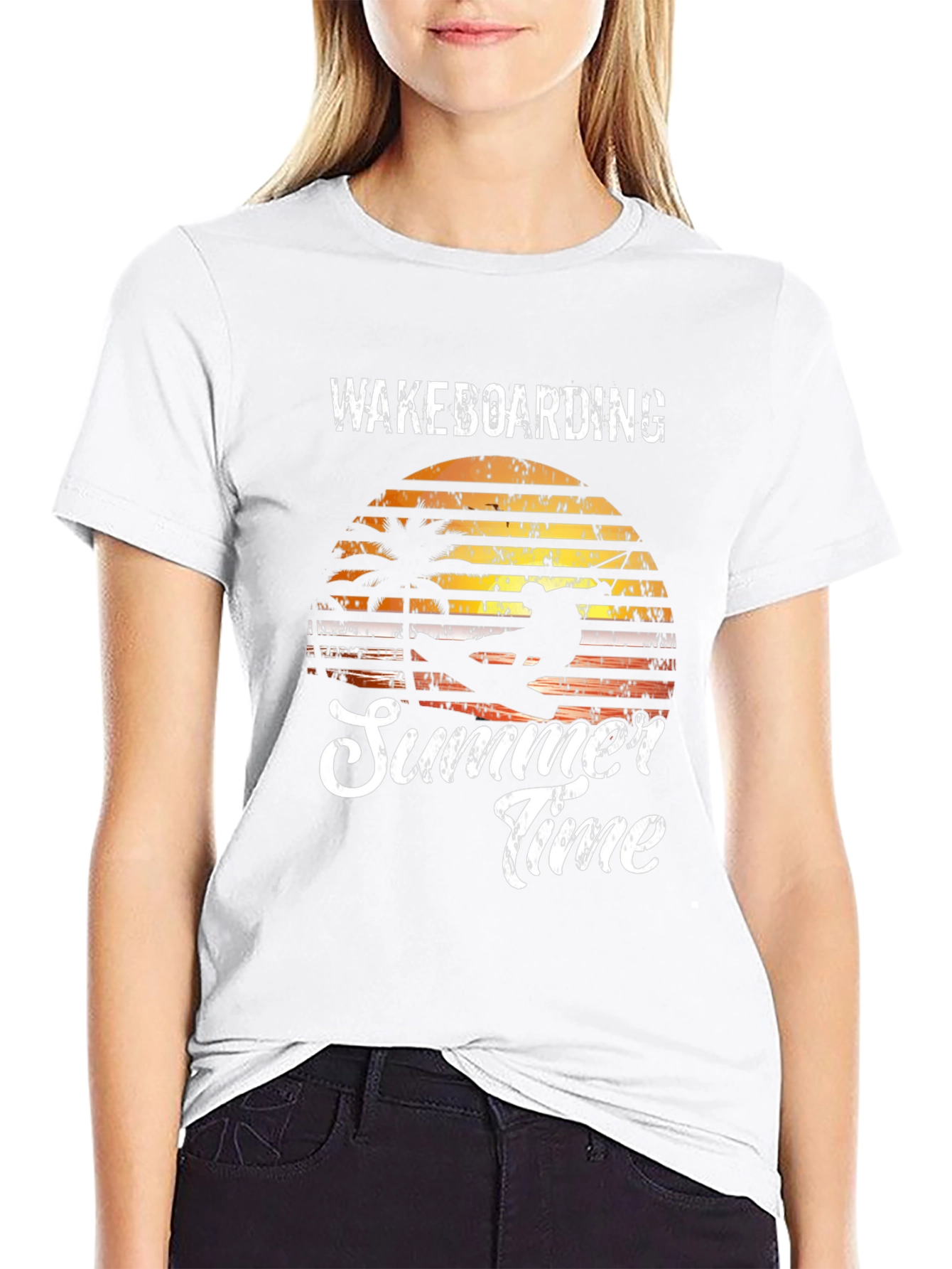 Wakeboarding Summer Time Black Graphic Tee