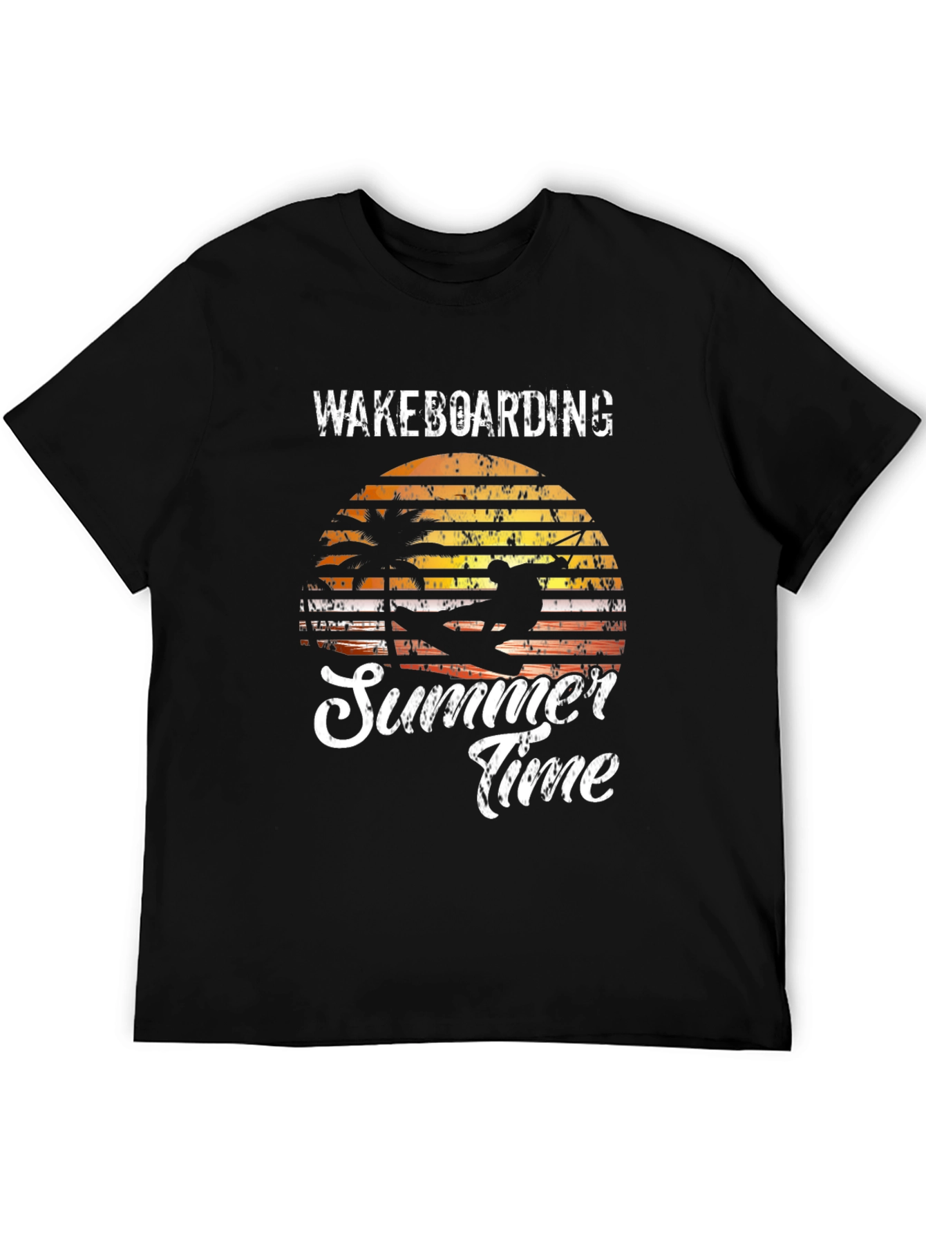 Wakeboarding Summer Time Black Graphic Tee