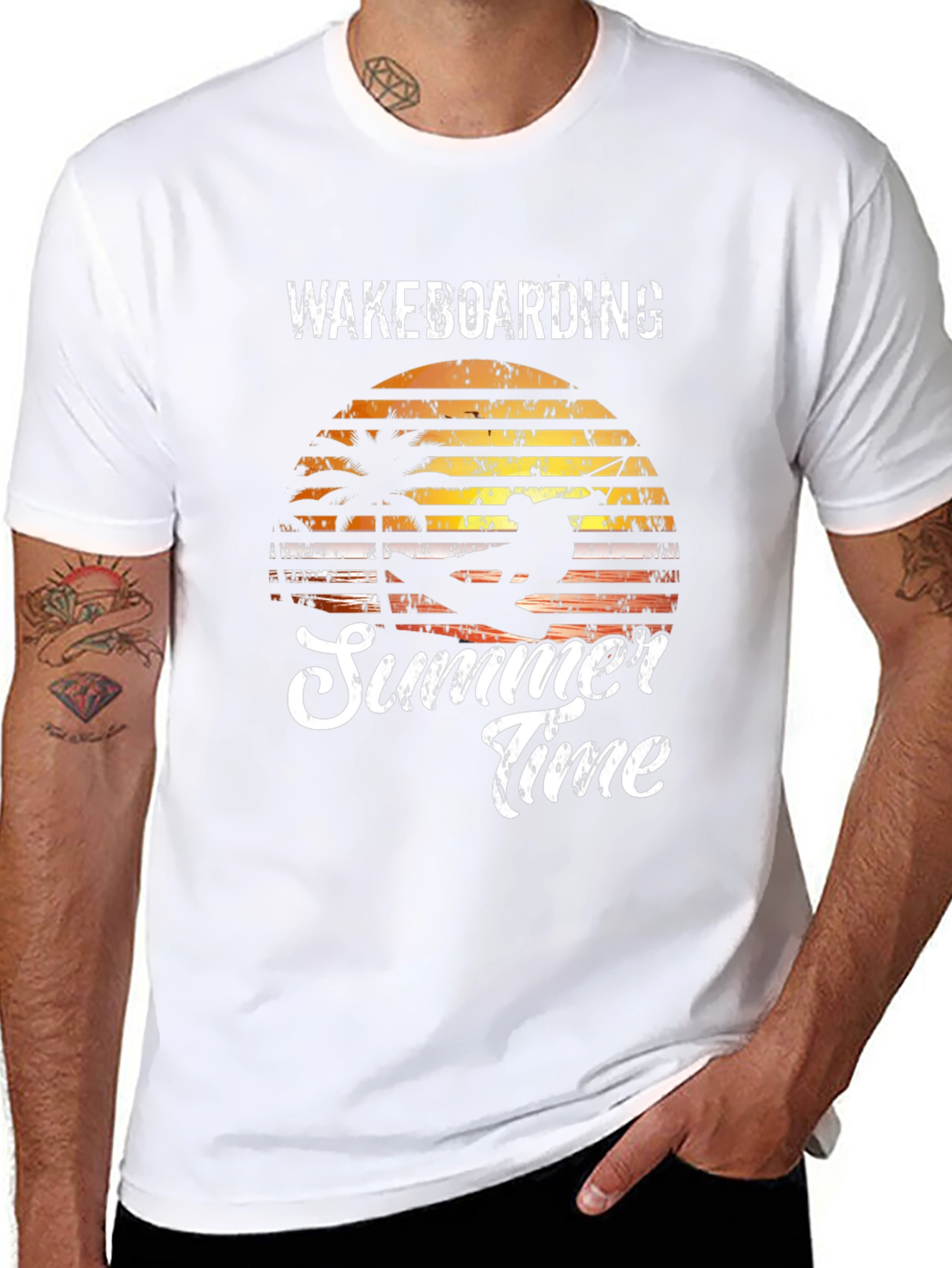 Wakeboarding Summer Time Black Graphic Tee