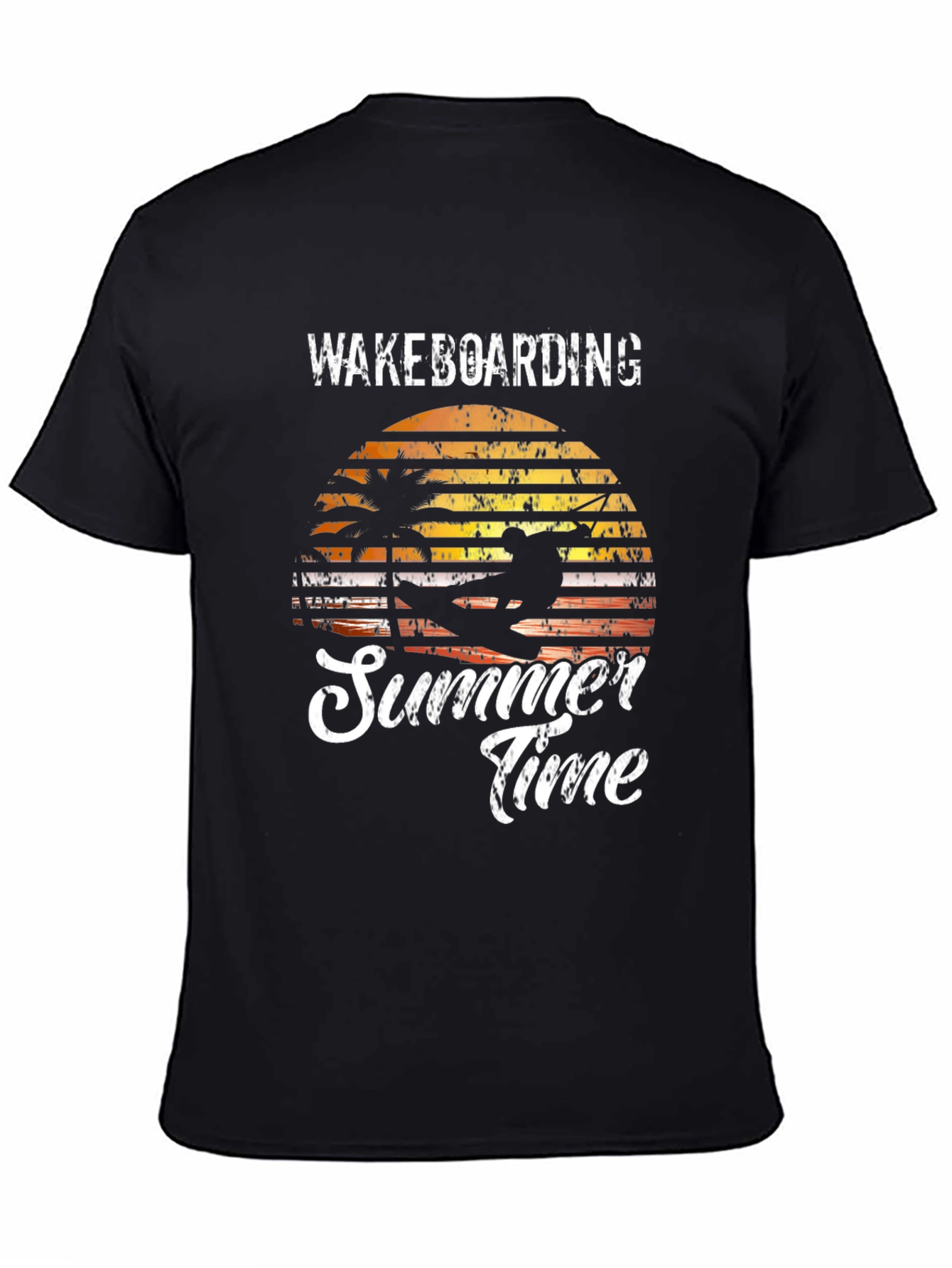 Wakeboarding Summer Time Black Graphic Tee