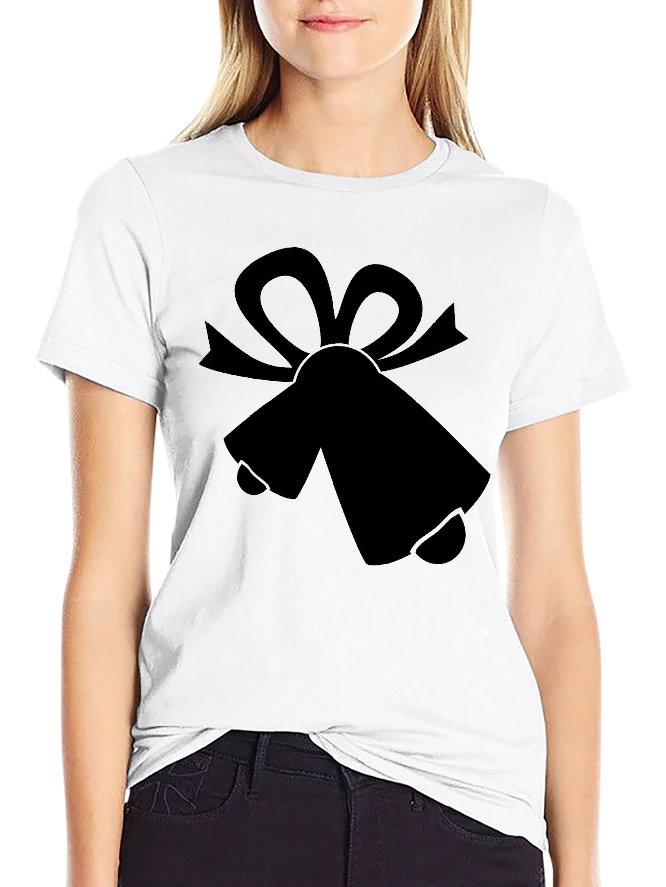 Festive Bells Graphic Tee - Black Cotton Blend