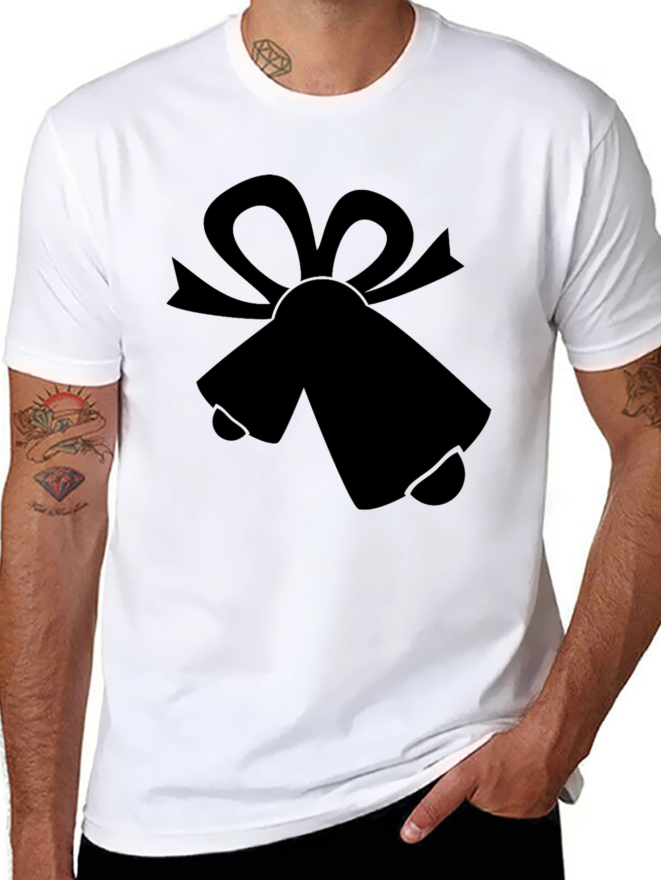 Festive Bells Graphic Tee - Black Cotton Blend