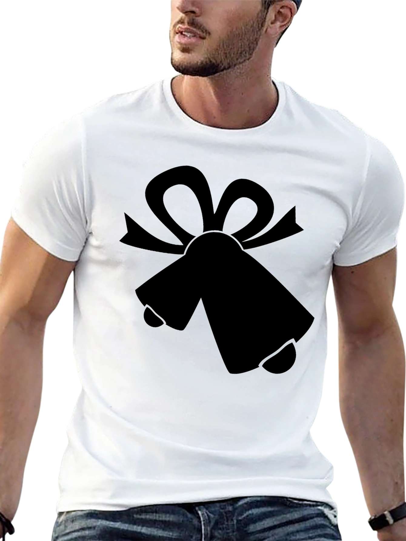 Festive Bells Graphic Tee - Black Cotton Blend