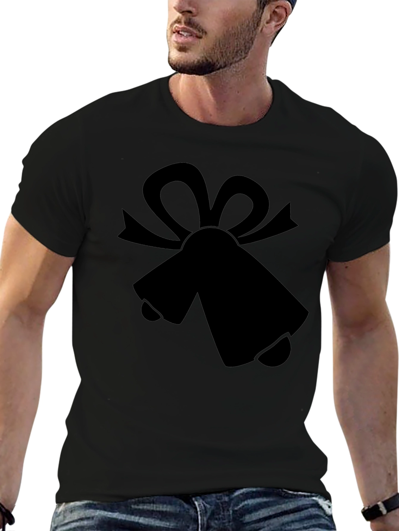 Festive Bells Graphic Tee - Black Cotton Blend