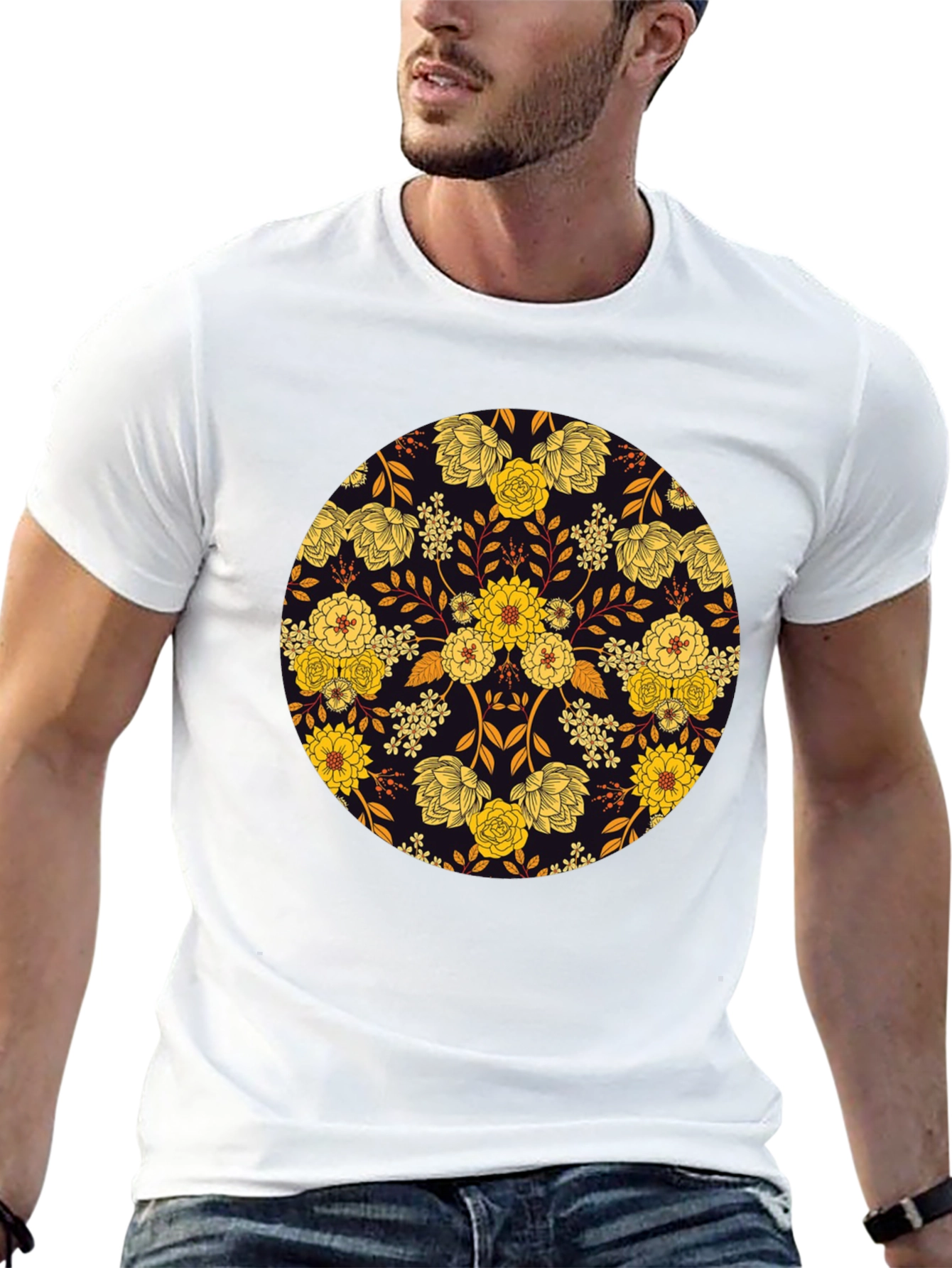 Floral Mandala Graphic Tee - Stylish Mens T-Shirt