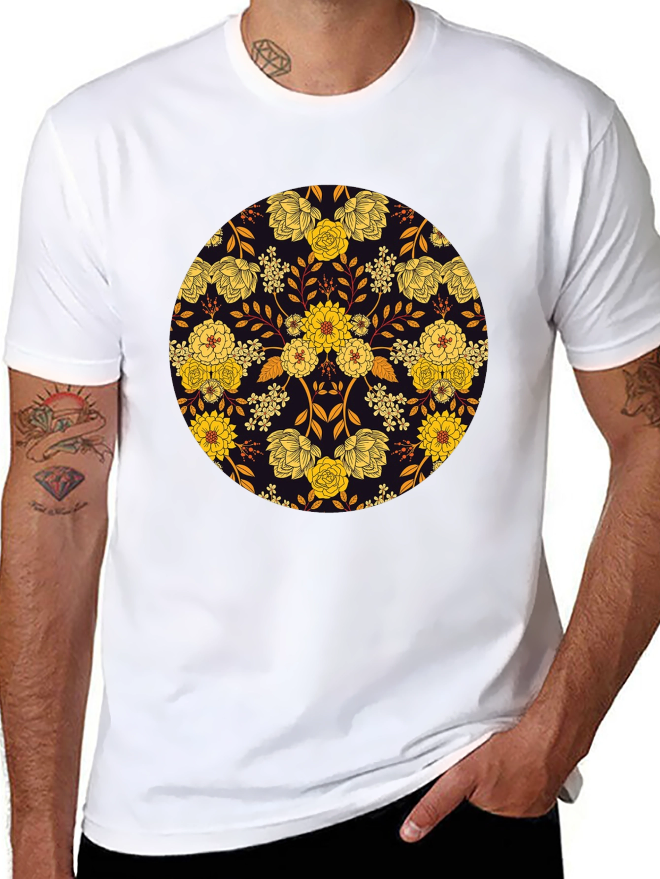Floral Mandala Graphic Tee - Stylish Mens T-Shirt