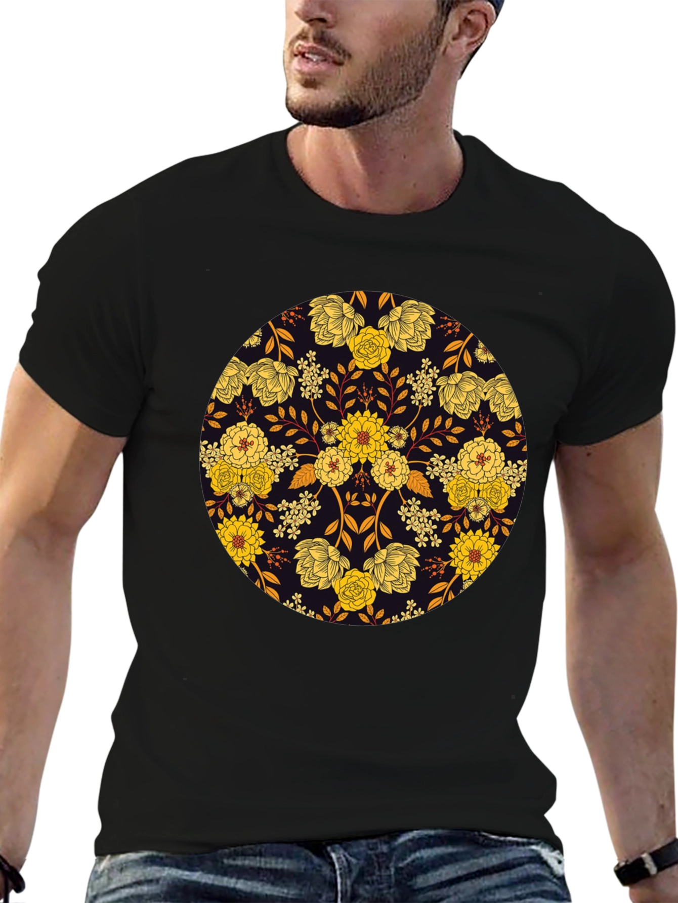 Floral Mandala Graphic Tee - Stylish Mens T-Shirt