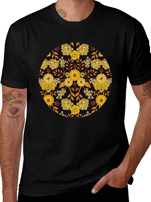 Floral Mandala Graphic Tee - Stylish Mens T-Shirt