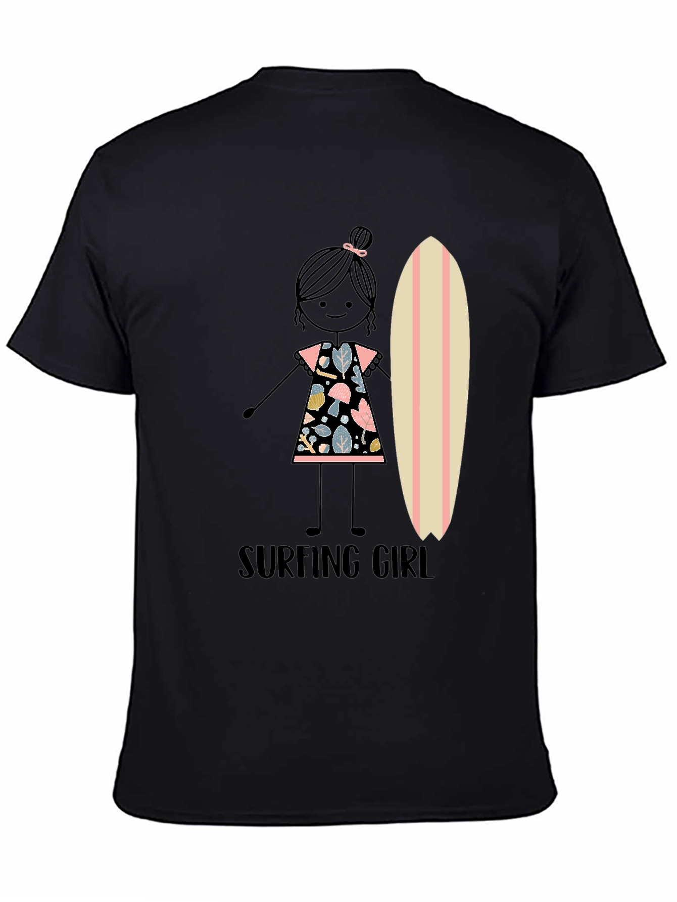 Surfing Girl Graphic Tee - Black