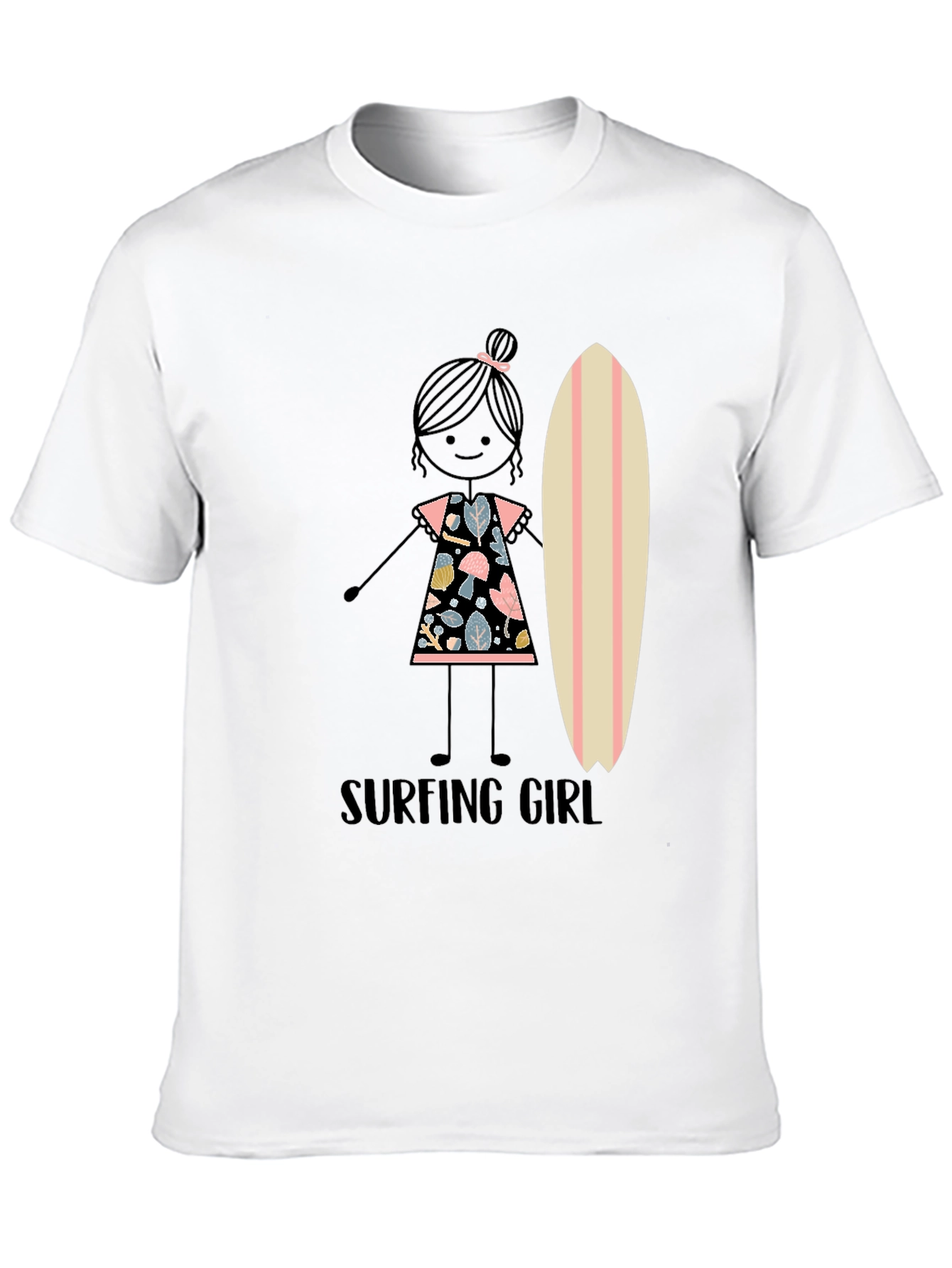 Surfing Girl Graphic Tee - Black