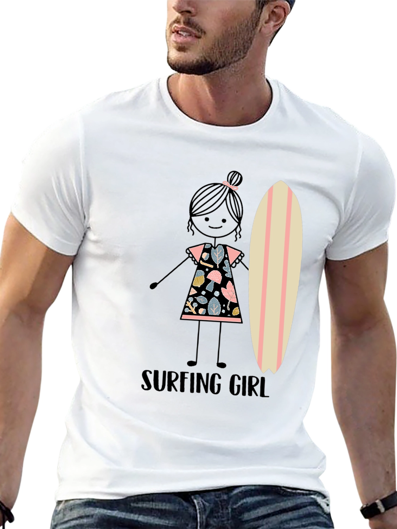 Surfing Girl Graphic Tee - Black