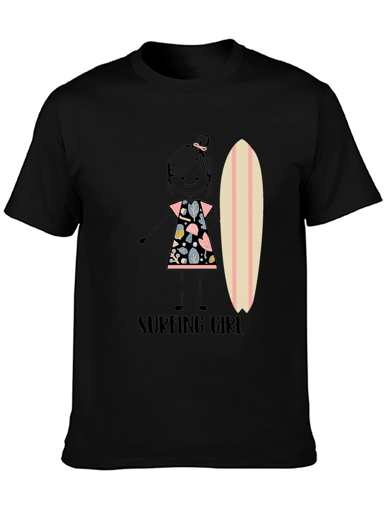 Surfing Girl Graphic Tee - Black