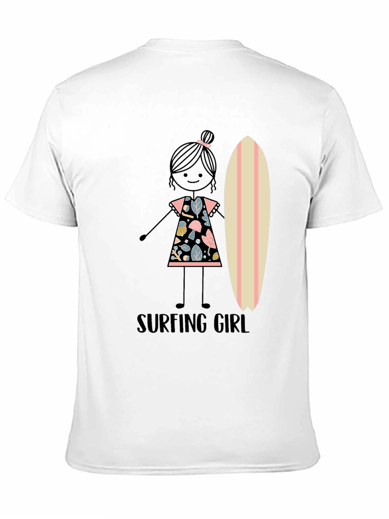 Surfing Girl Graphic Tee - Black