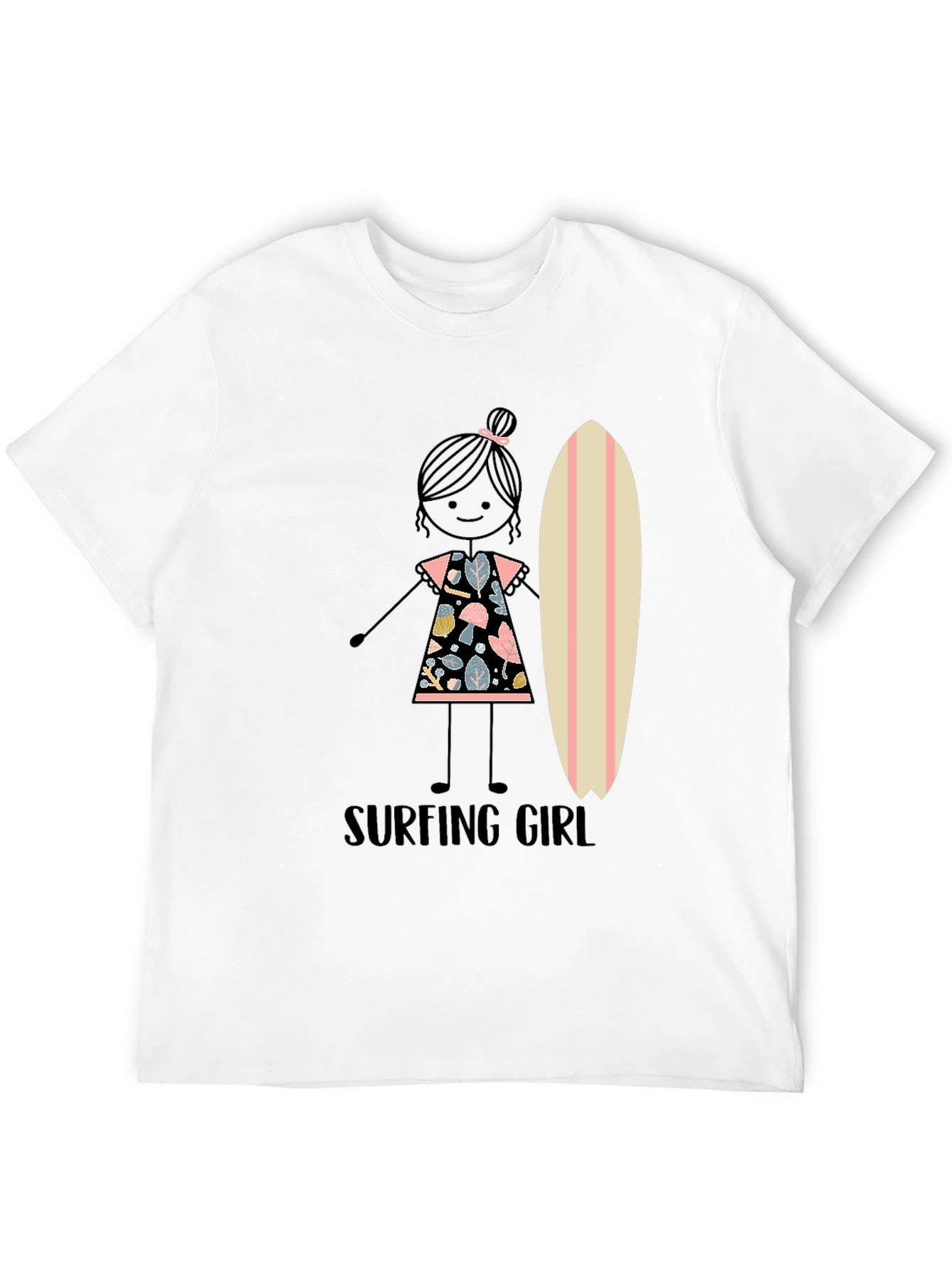 Surfing Girl Graphic Tee - Black