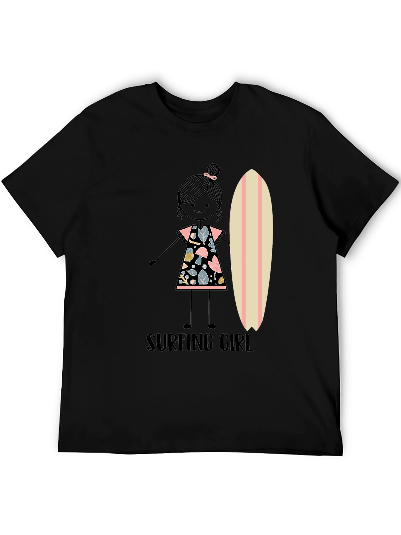 Surfing Girl Graphic Tee - Black