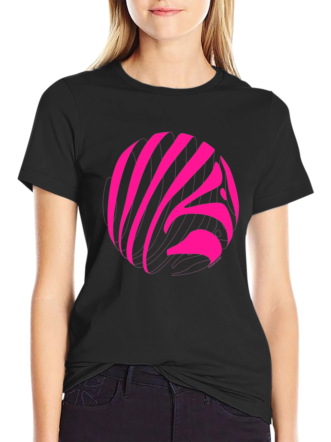 Vibrant Pink Zebra Print Crew Neck T-Shirt