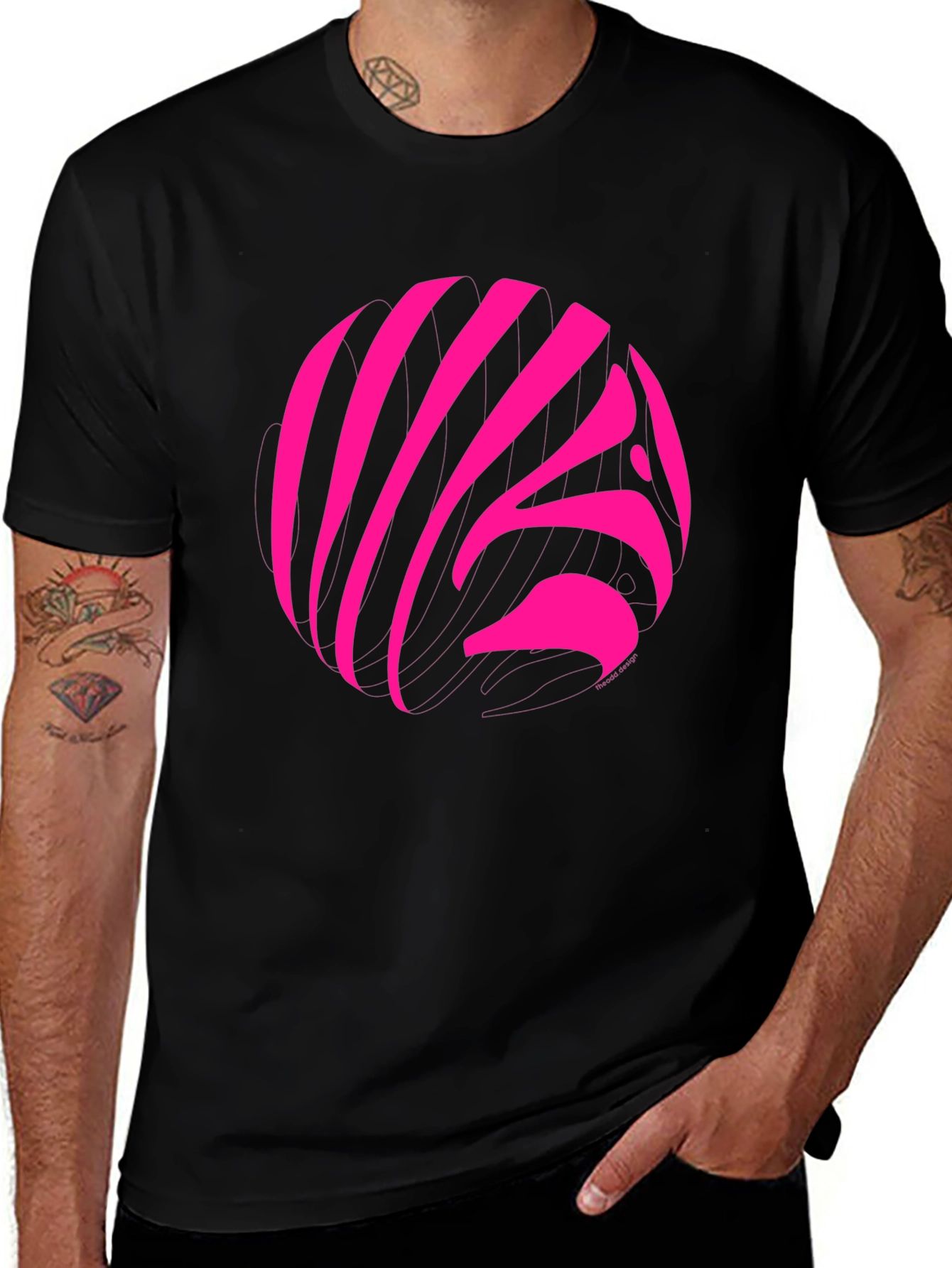 Vibrant Pink Zebra Print Crew Neck T-Shirt
