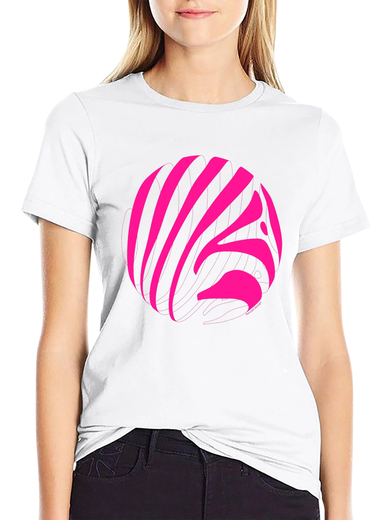 Vibrant Pink Zebra Print Crew Neck T-Shirt