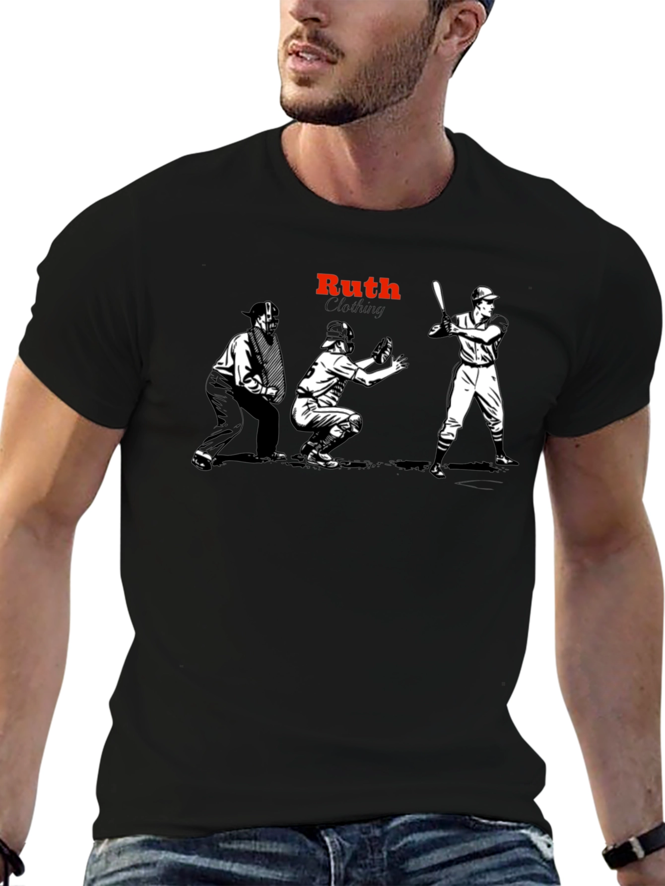 Ruth Clothing Baseball Graphic Tee - Black