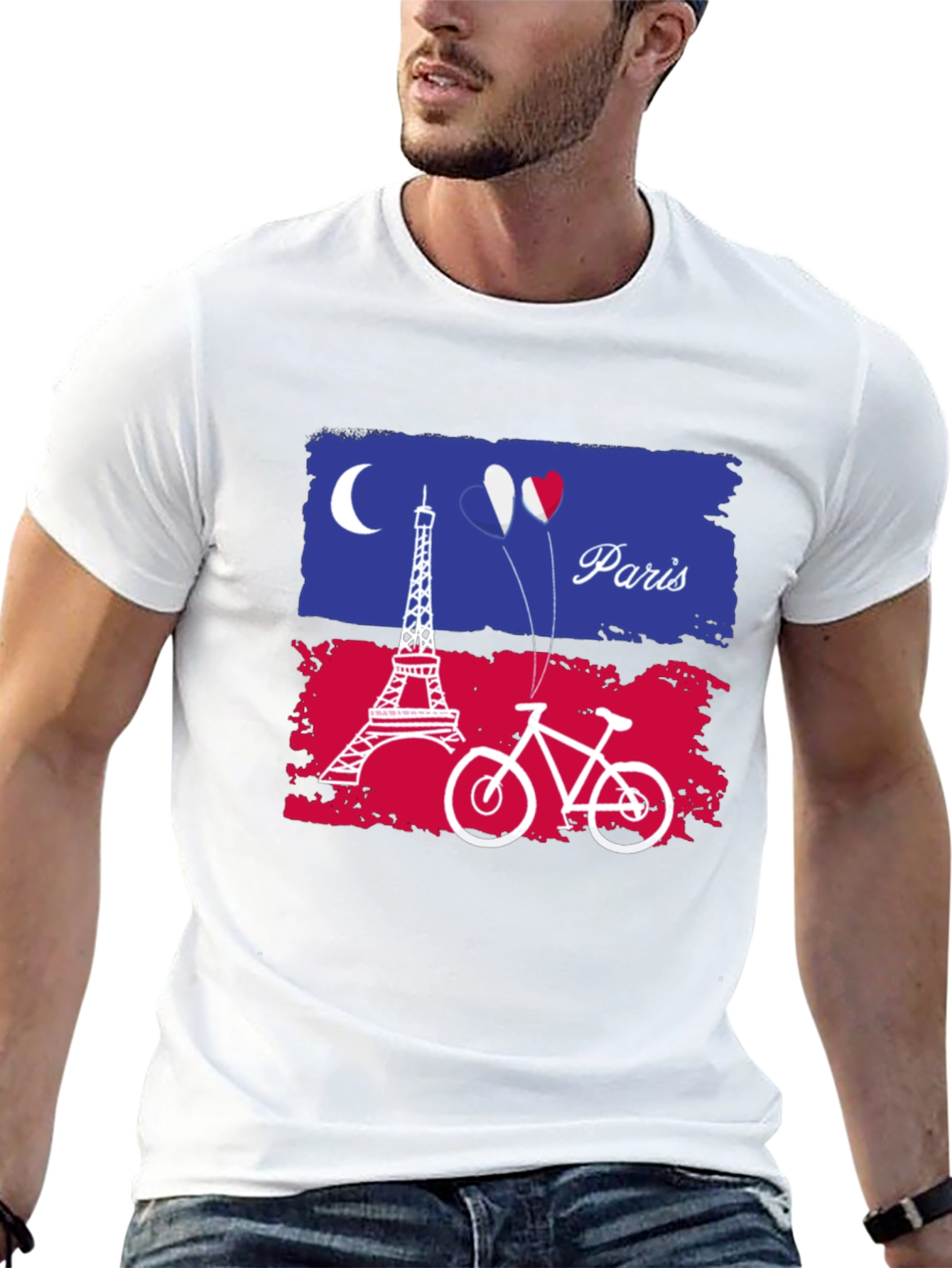 Paris France Eiffel Tower Bike Graphic T-Shirt