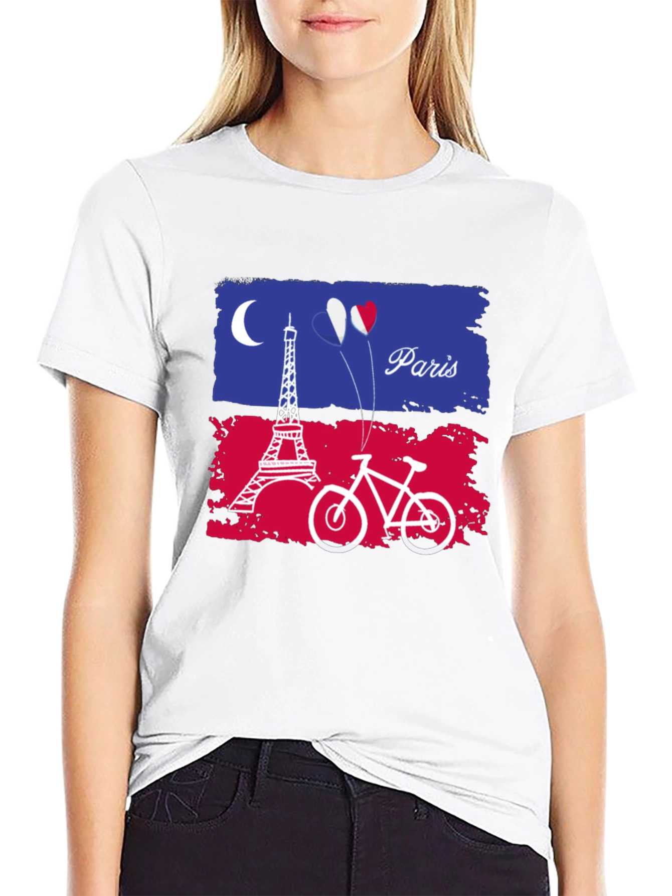 Paris France Eiffel Tower Bike Graphic T-Shirt