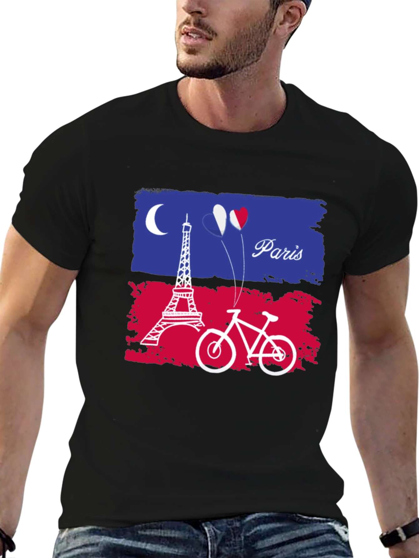 Paris France Eiffel Tower Bike Graphic T-Shirt
