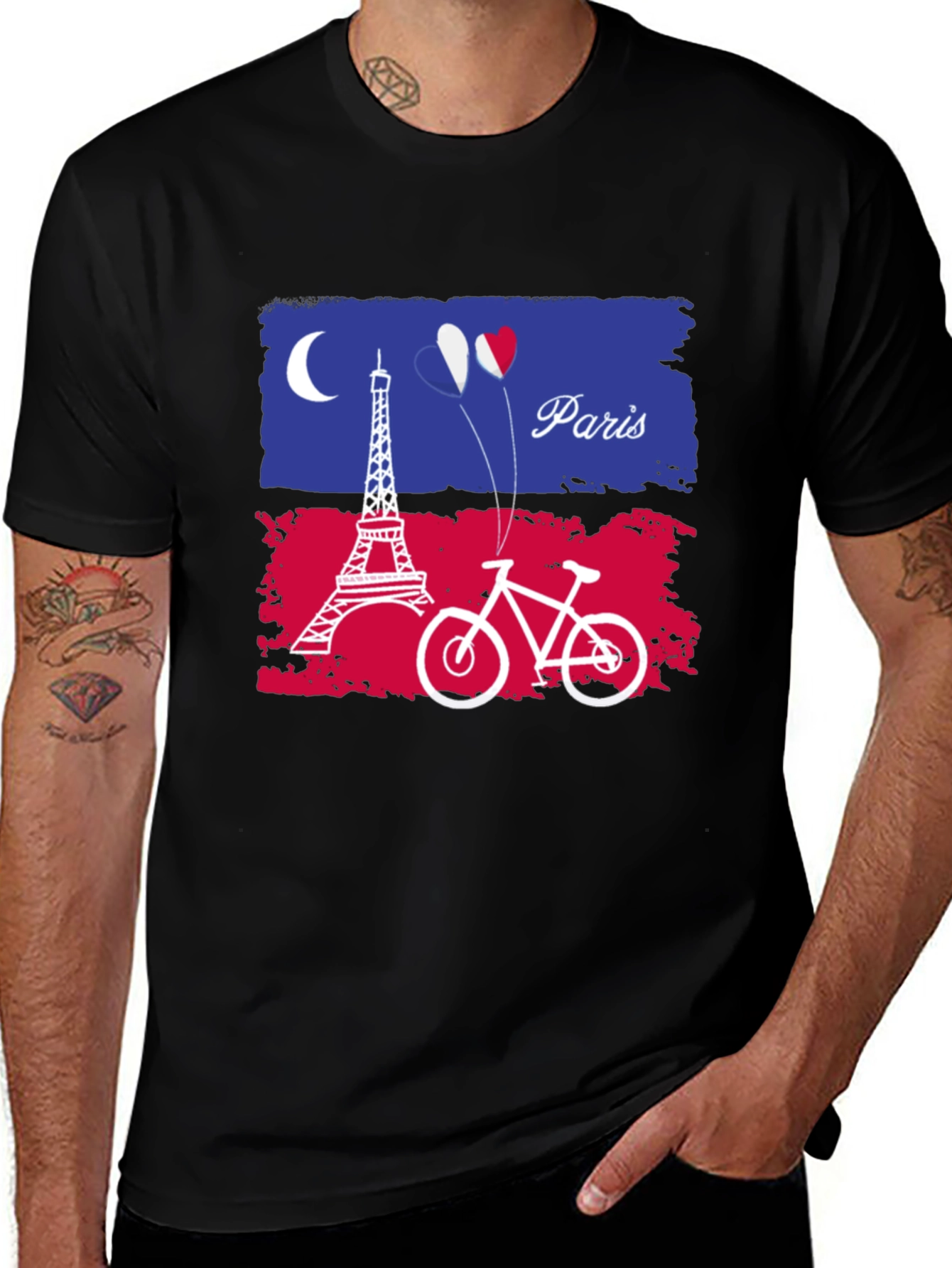 Paris France Eiffel Tower Bike Graphic T-Shirt