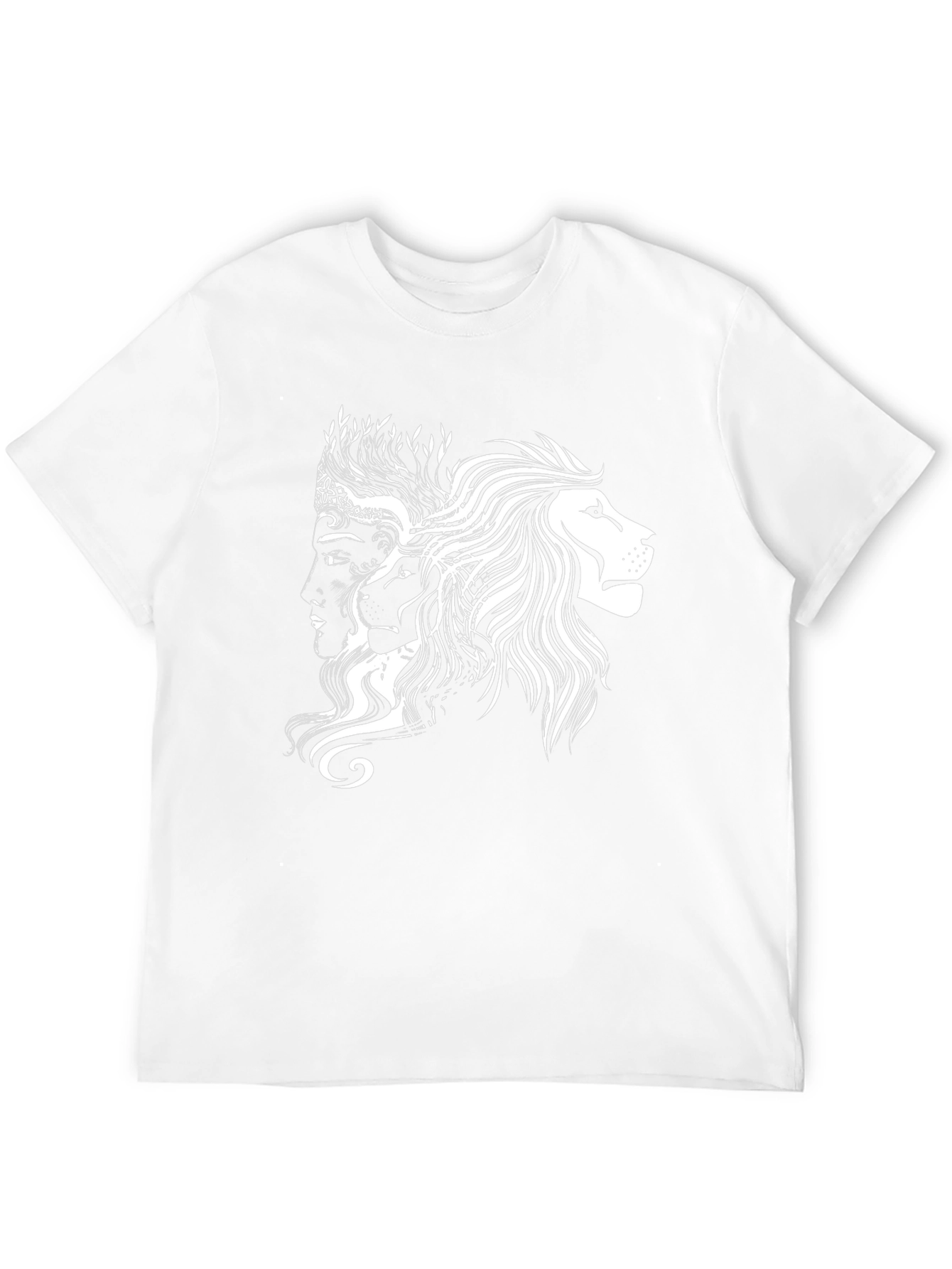Black Graphic Tee - Lion & Faces Design