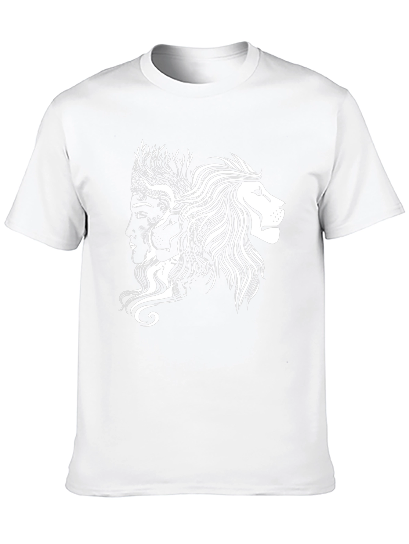 Black Graphic Tee - Lion & Faces Design
