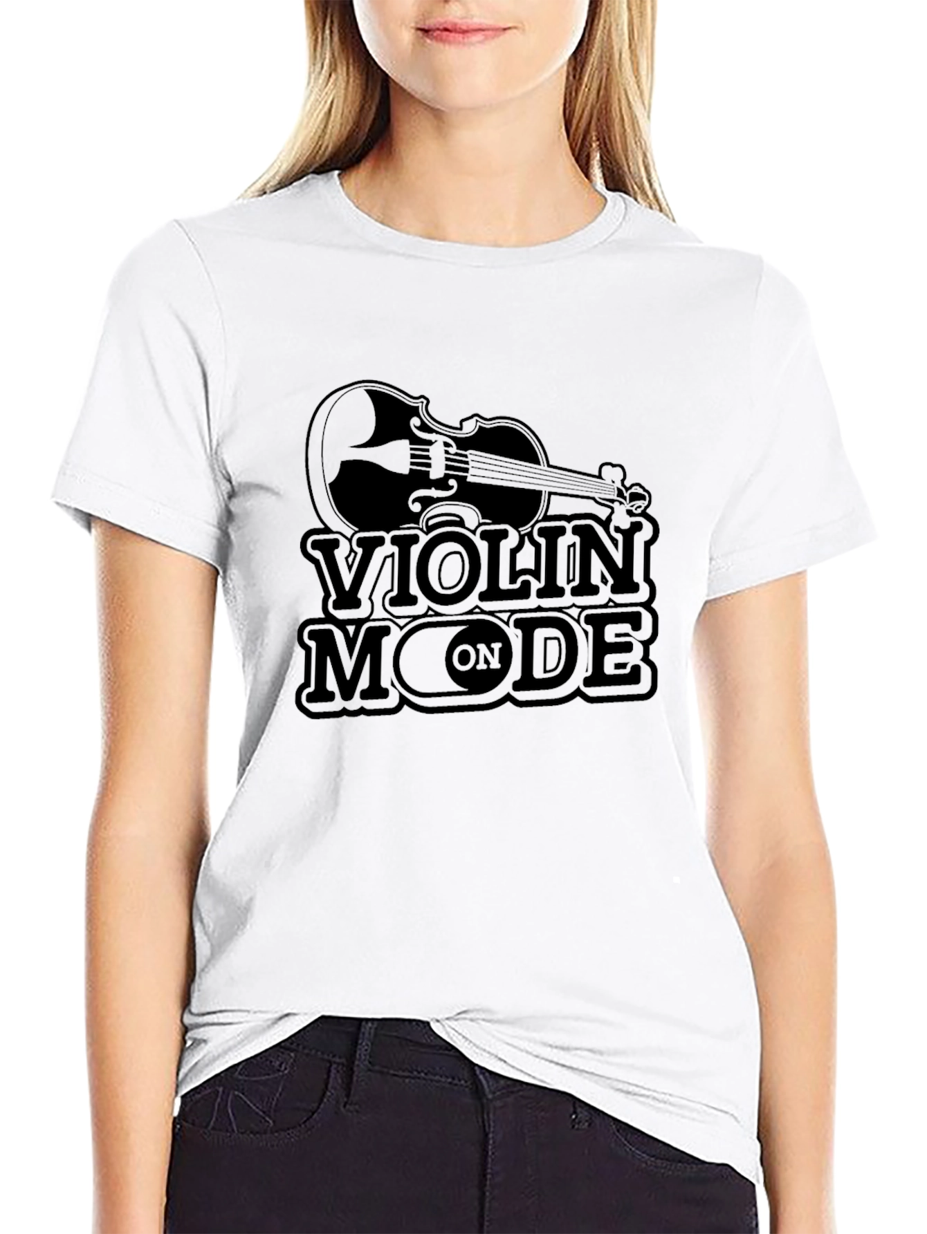 Violin Mode On Black T-Shirt