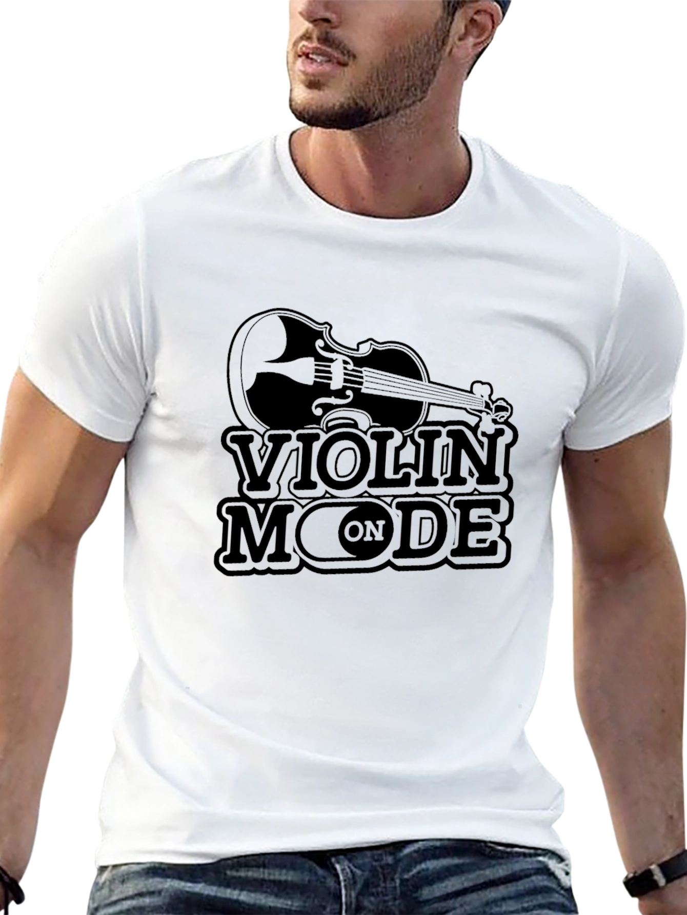 Violin Mode On Black T-Shirt
